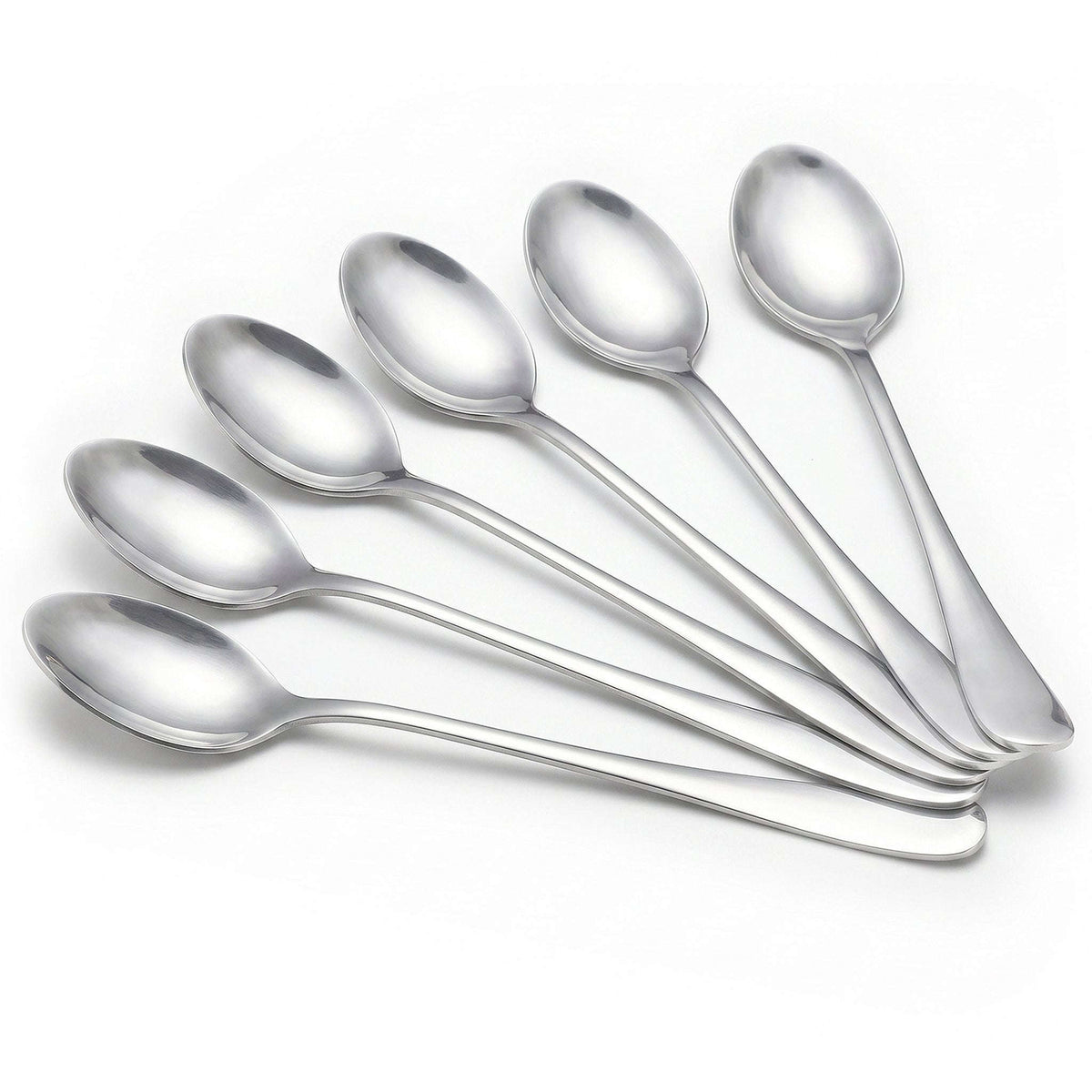 Omega 6-Piece Stainless Steel Silver Long Tea Spoon Set Kaka Bawa Sons