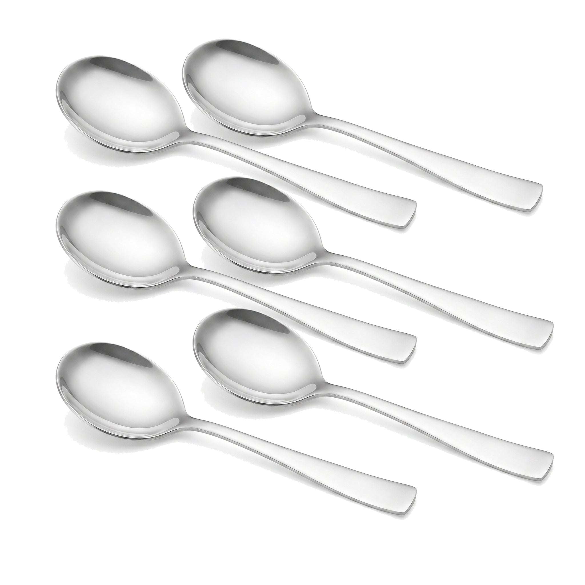 Polish 6-Piece Stainless Steel Silver Baby Soup Spoon Set Kaka Bawa Sons