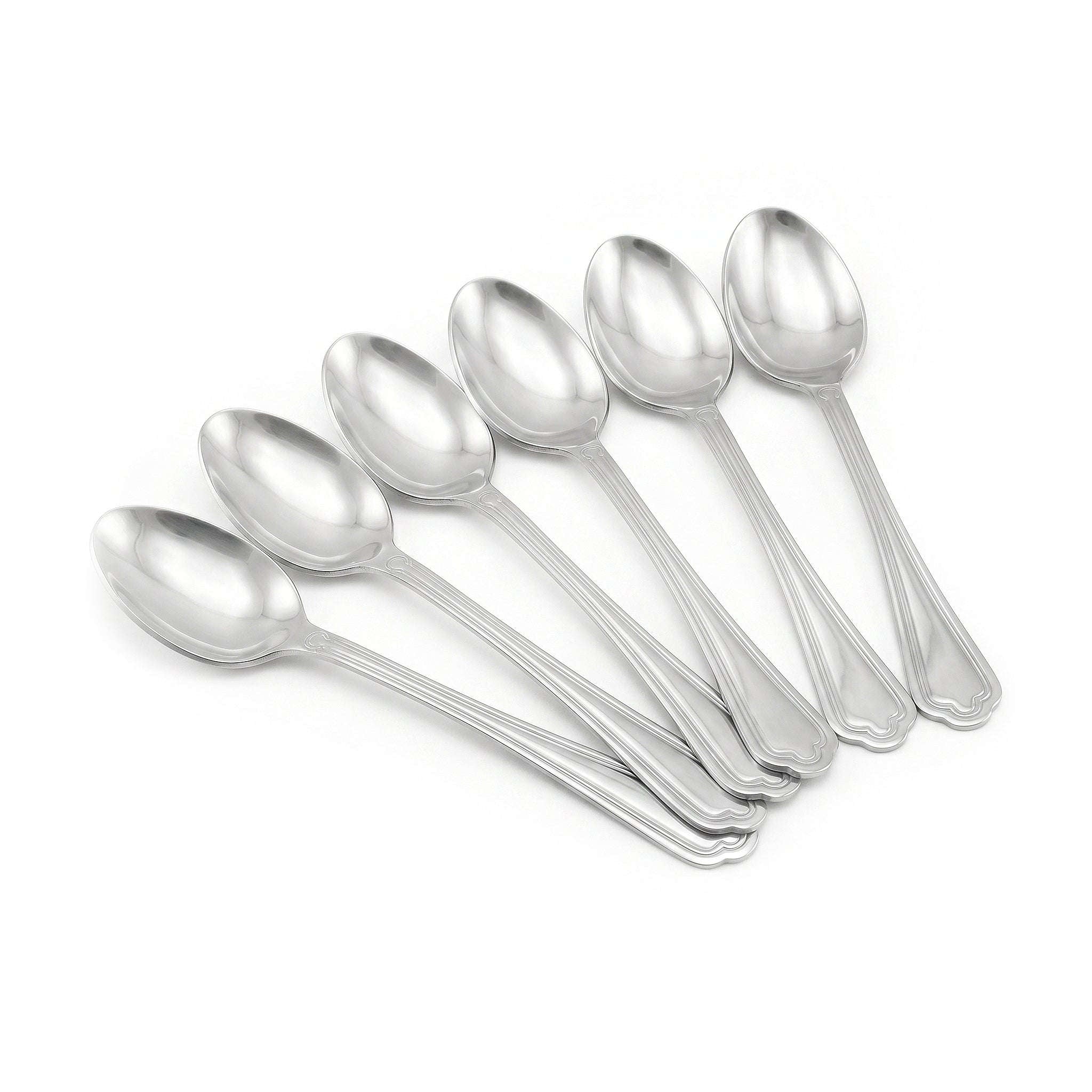 Moon 6-Piece Stainless Steel Silver Tea Spoon Set Kaka Bawa Sons