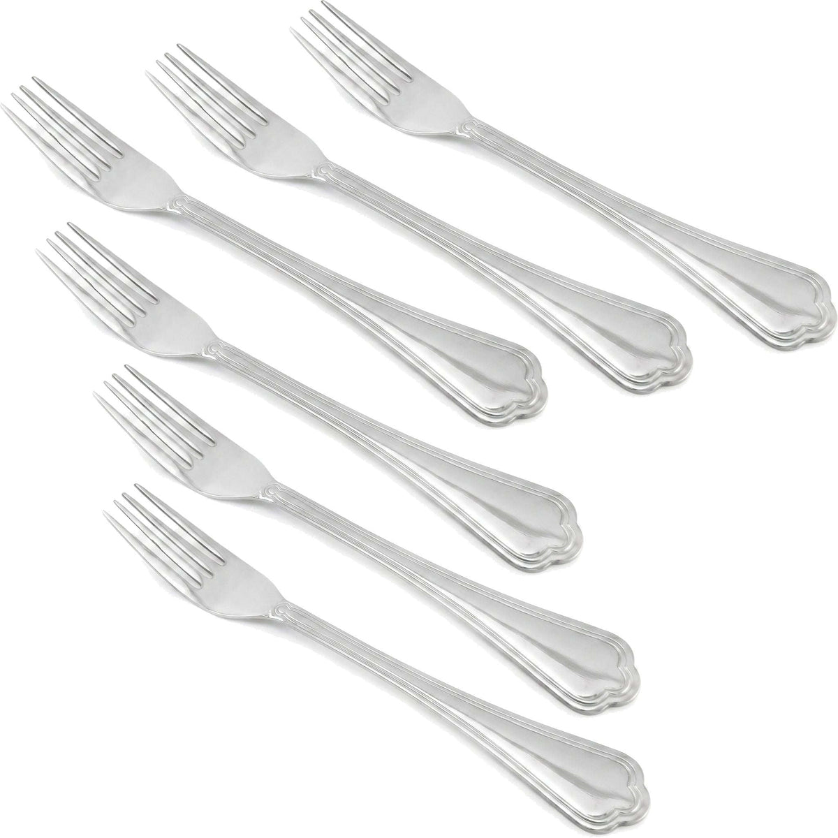 Moon 6-Piece Stainless Steel Silver Table Fork Set Kaka Bawa Sons
