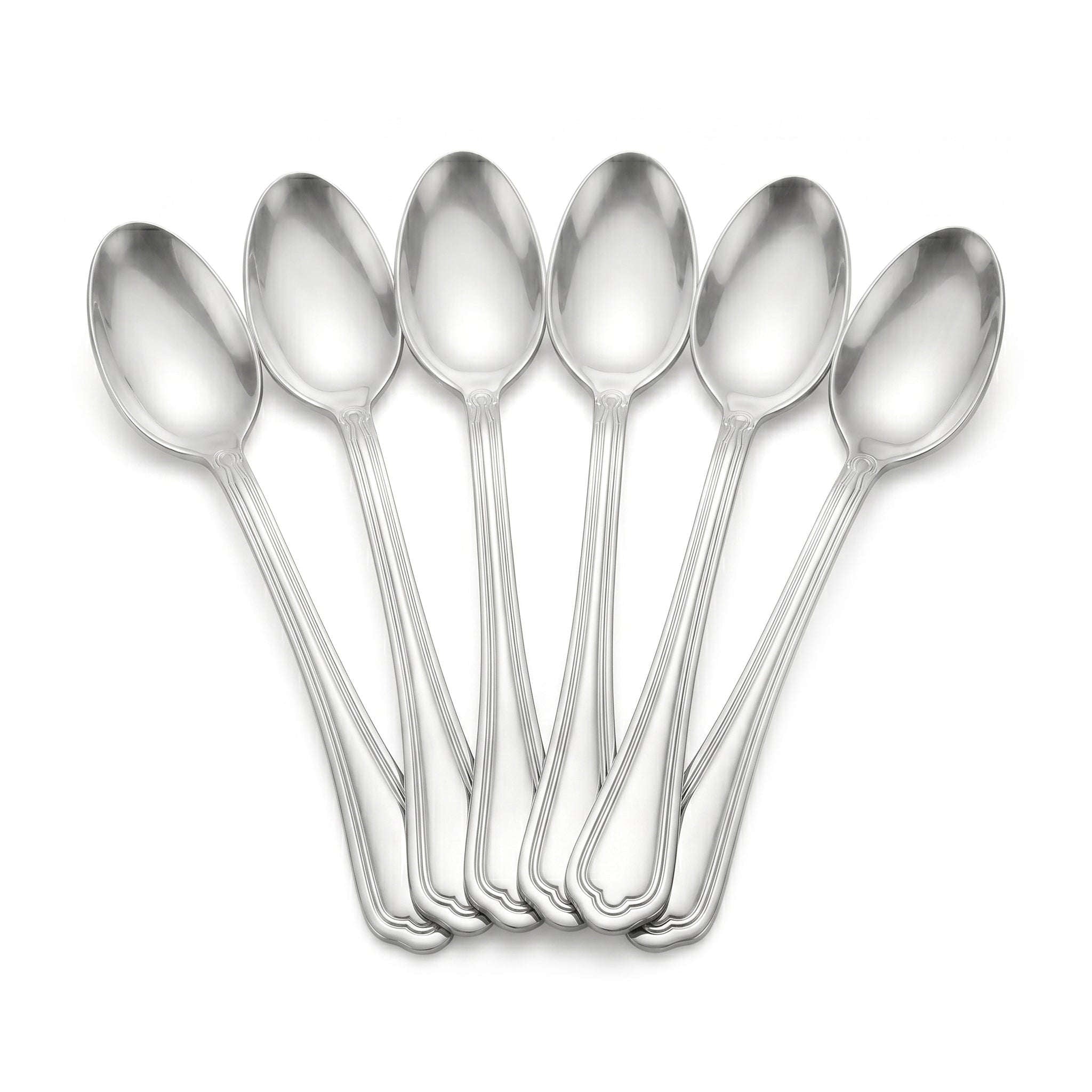 Moon 6-Piece Stainless Steel Silver Long Tea Spoon Set Kaka Bawa Sons