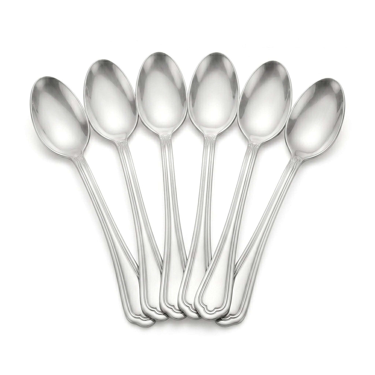 Moon 6-Piece Stainless Steel Silver Long Tea Spoon Set Kaka Bawa Sons