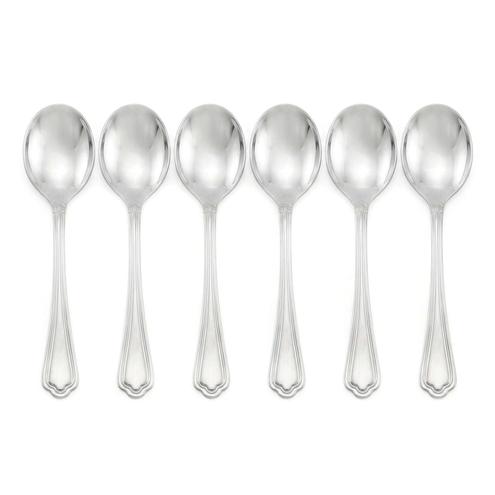 Moon 6-Piece Stainless Steel Silver Table Soup Spoon Set Kaka Bawa Sons