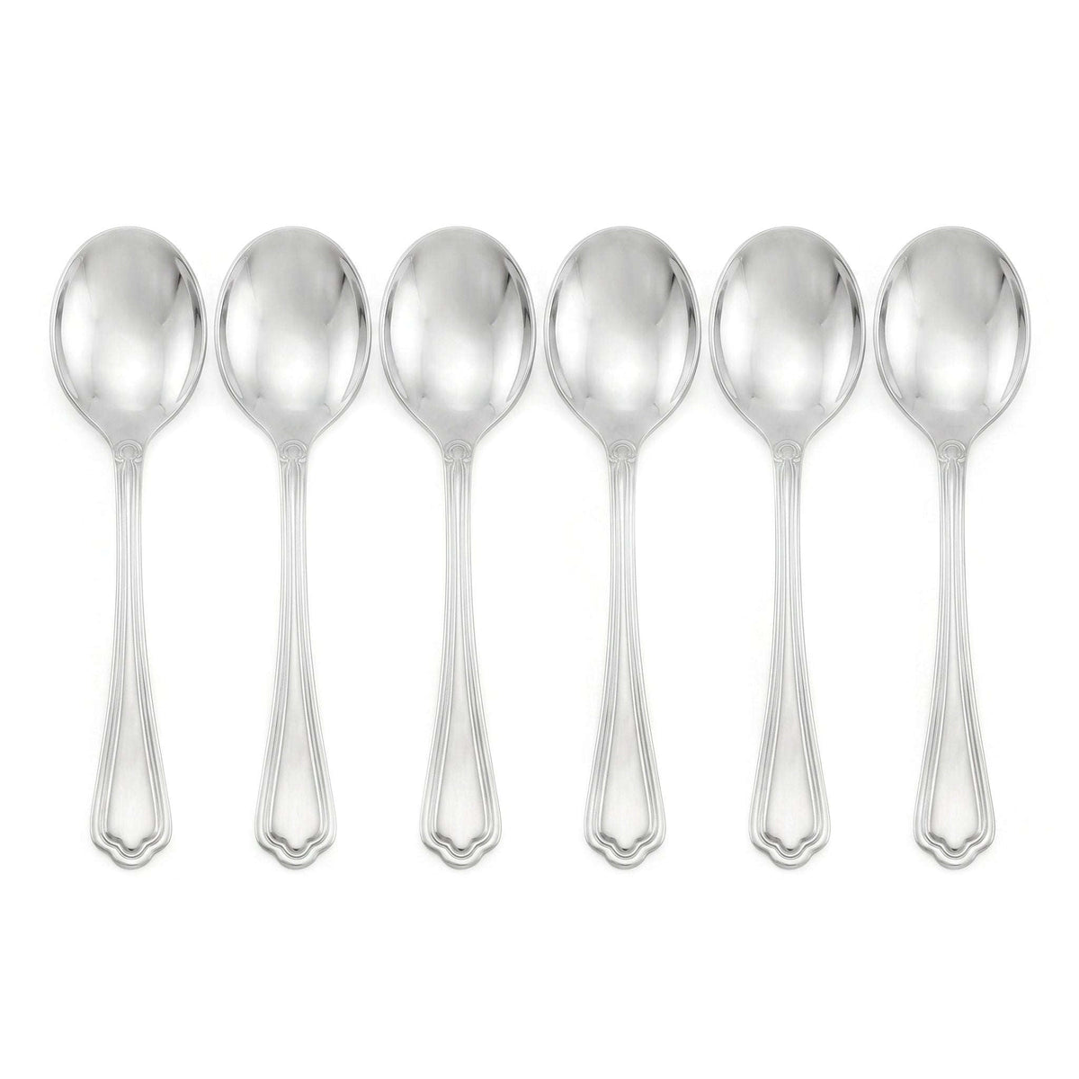 Moon 6-Piece Stainless Steel Silver Table Soup Spoon Set Kaka Bawa Sons