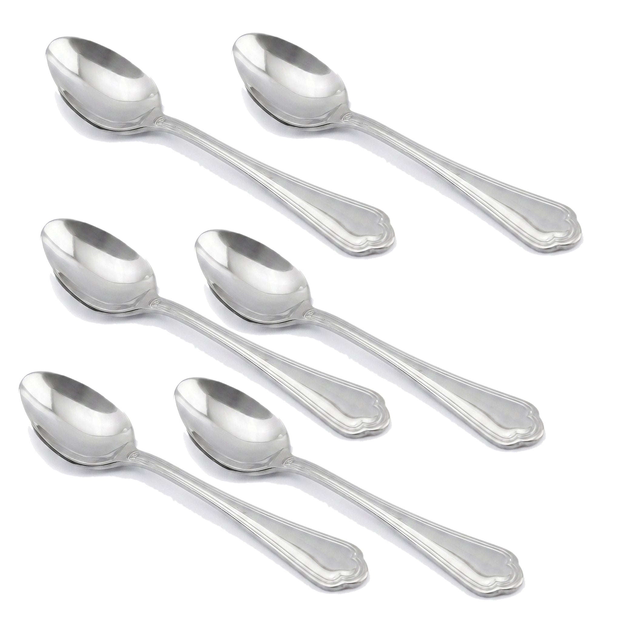 N.F Moon 6-Piece Stainless Steel Silver Tea Spoon Set Kaka Bawa Sons