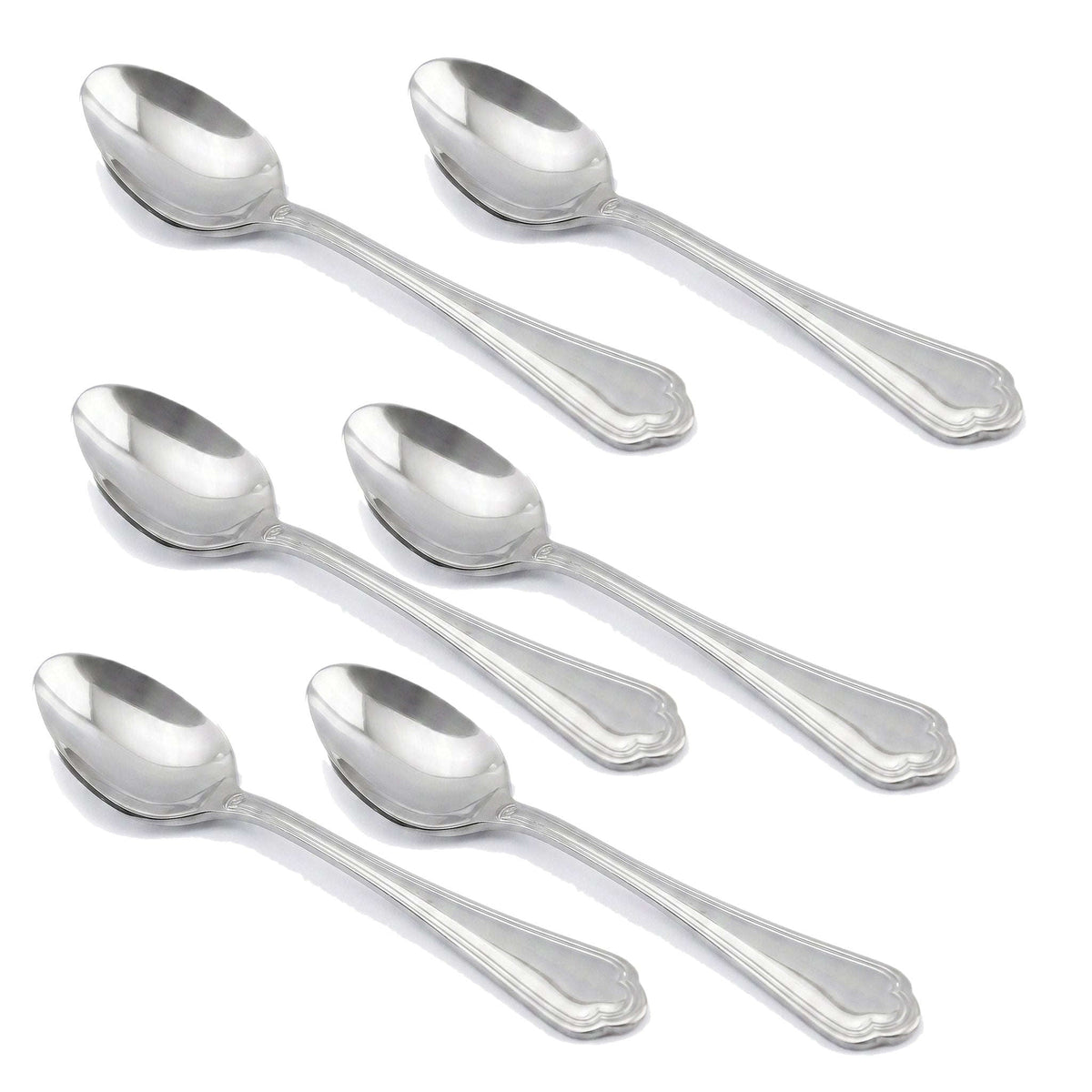N.F Moon 6-Piece Stainless Steel Silver Tea Spoon Set Kaka Bawa Sons