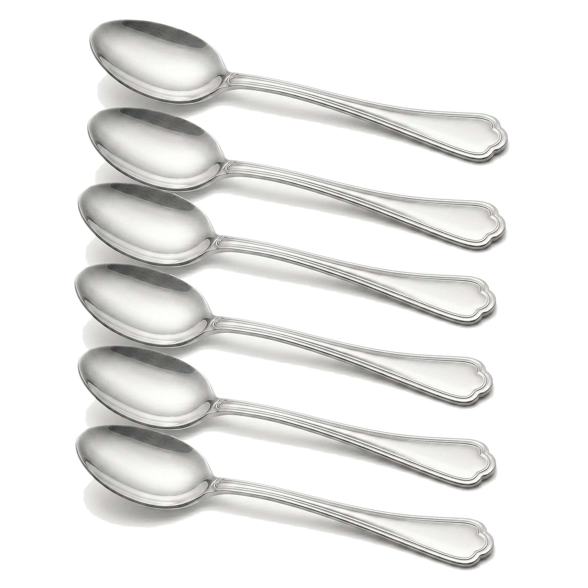 N.F Moon 6-Piece Stainless Steel Silver Dessert Spoon Set Kaka Bawa Sons