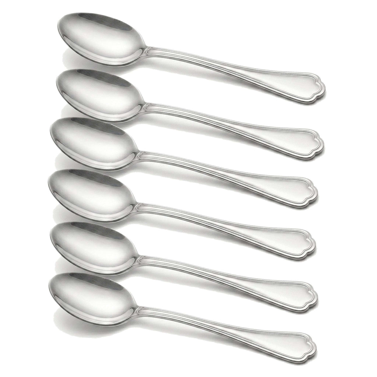 N.F Moon 6-Piece Stainless Steel Silver Dessert Spoon Set Kaka Bawa Sons