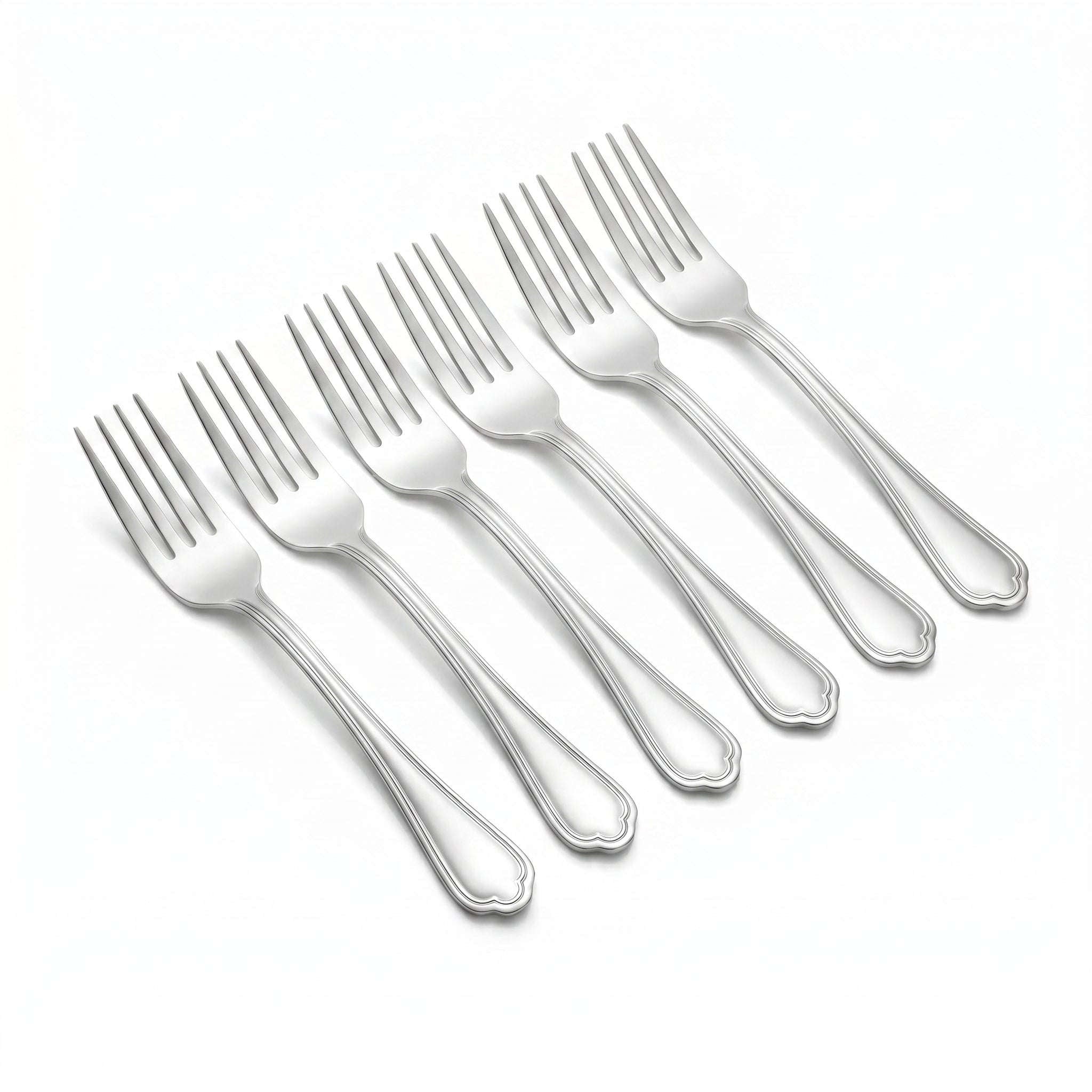 N.F Moon 6-Piece Stainless Steel Silver Dessert Fork Set Kaka Bawa Sons
