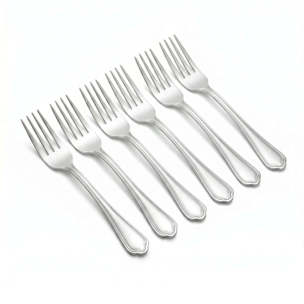 N.F Moon 6-Piece Stainless Steel Silver Dessert Fork Set Kaka Bawa Sons