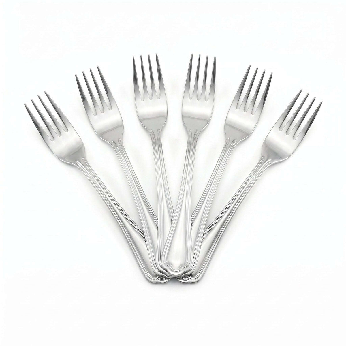 N.F Moon 6-Piece Stainless Steel Silver Fruit Fork Set Kaka Bawa Sons