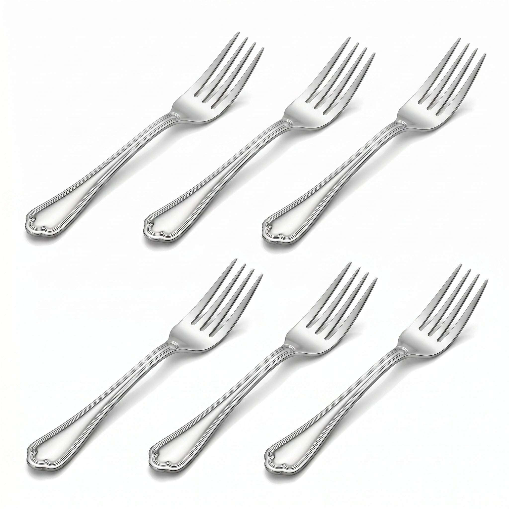 N.F Moon 6-Piece Stainless Steel Silver Table Fork Set Kaka Bawa Sons