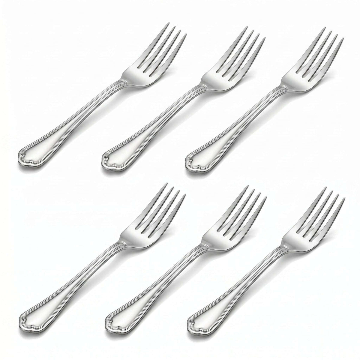 N.F Moon 6-Piece Stainless Steel Silver Table Fork Set Kaka Bawa Sons