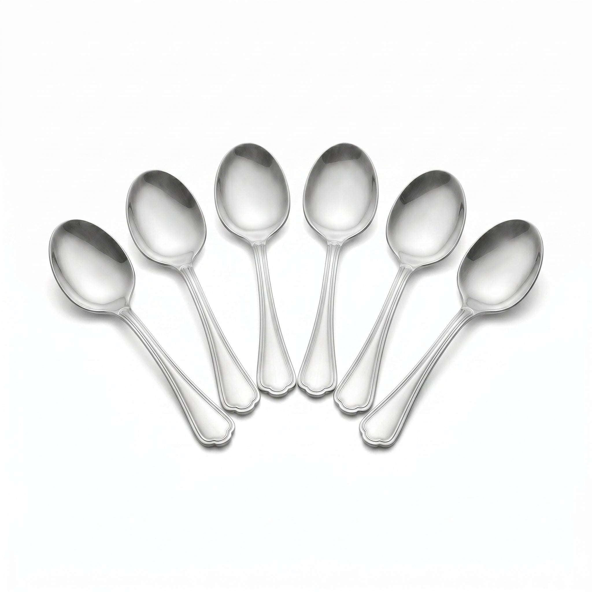 N.F Moon 6-Piece Stainless Steel Silver Dessert Soup Spoon Set Kaka Bawa Sons