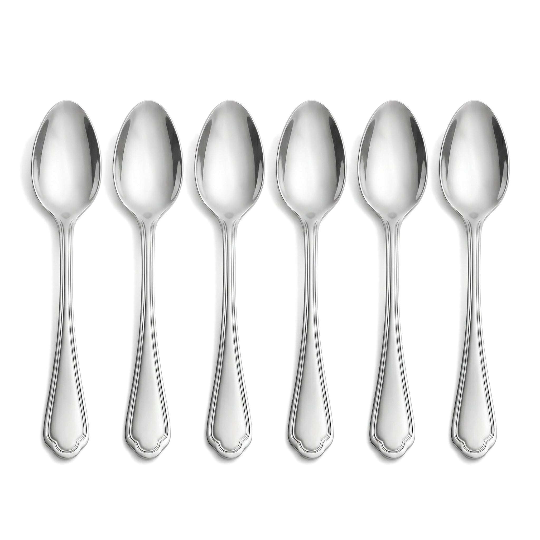 N.F Moon 6-Piece Stainless Steel Silver Table Soup Spoon Set Kaka Bawa Sons
