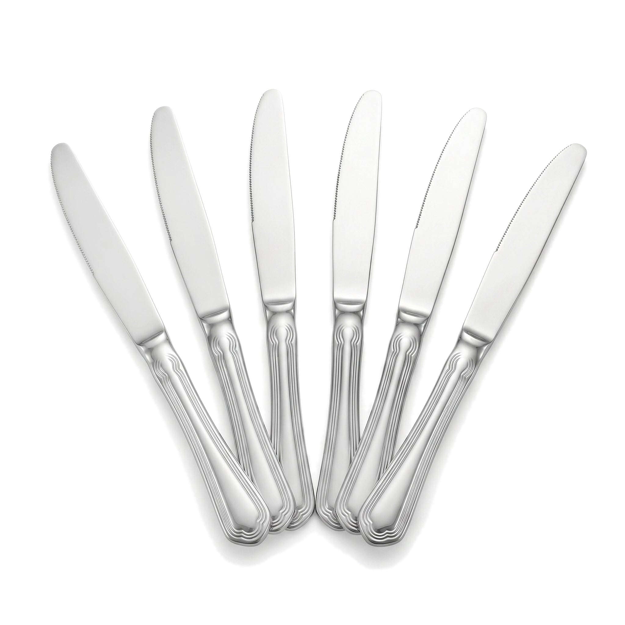 N.F Moon 6-Piece Stainless Steel Silver Table Knife Set Kaka Bawa Sons