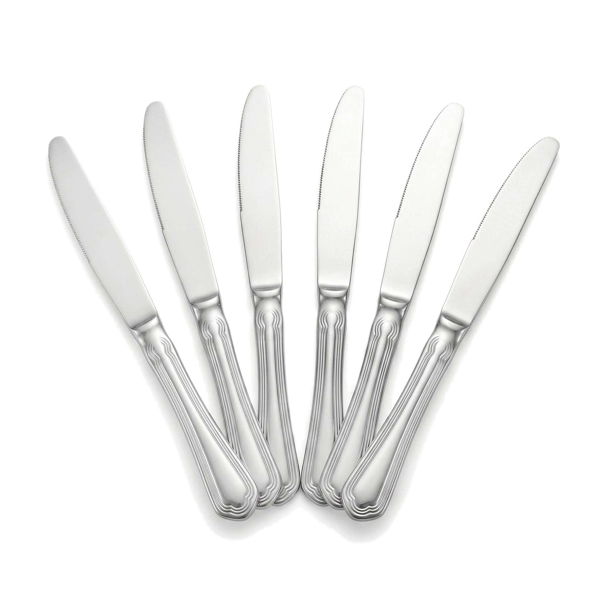 N.F Moon 6-Piece Stainless Steel Silver Table Knife Set Kaka Bawa Sons