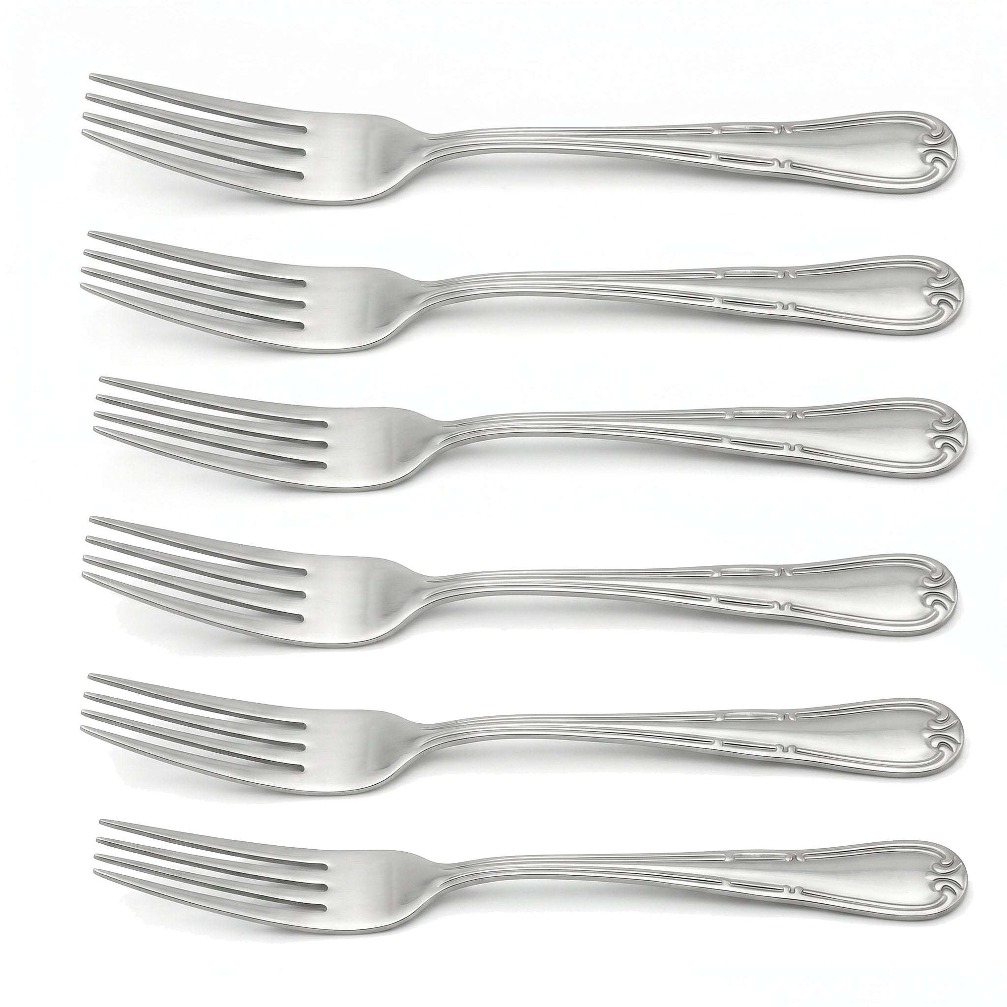 Venus 6-Piece Stainless Steel Silver Table Fork Set Kaka Bawa Sons