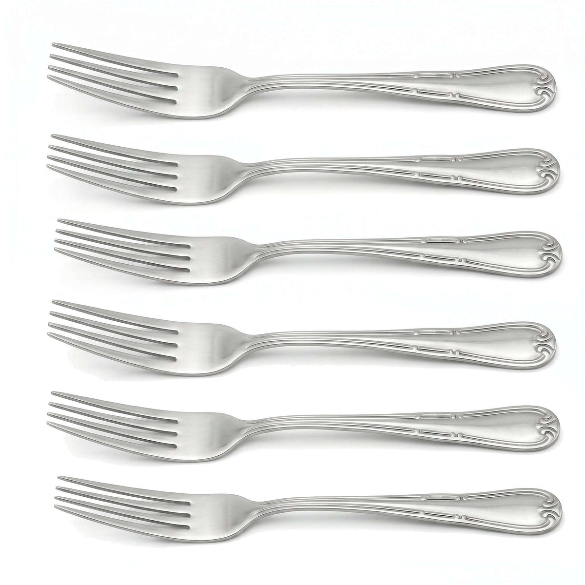 Venus 6-Piece Stainless Steel Silver Table Fork Set Kaka Bawa Sons