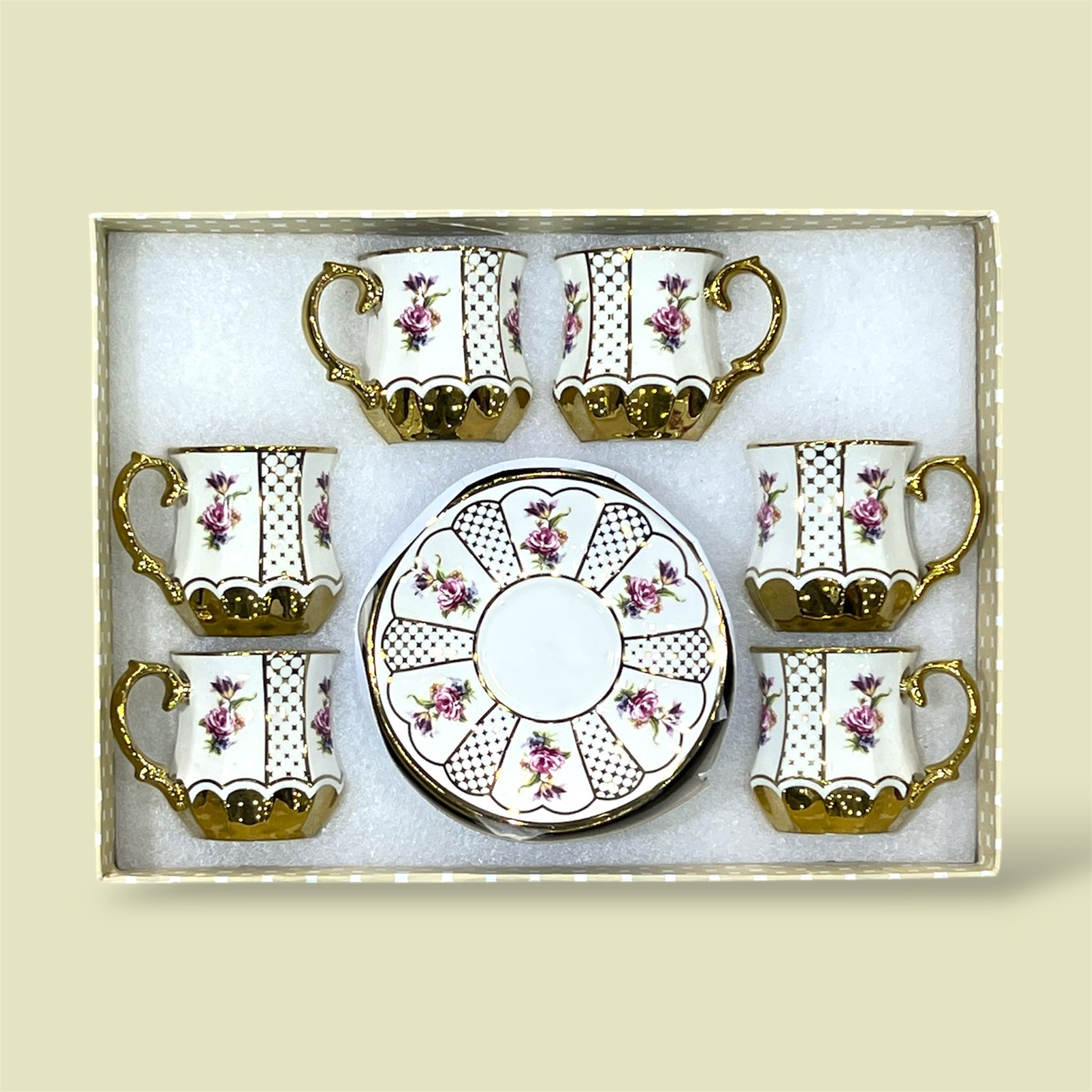 Royal 6-Piece Cup & Saucer Set With Gift Box