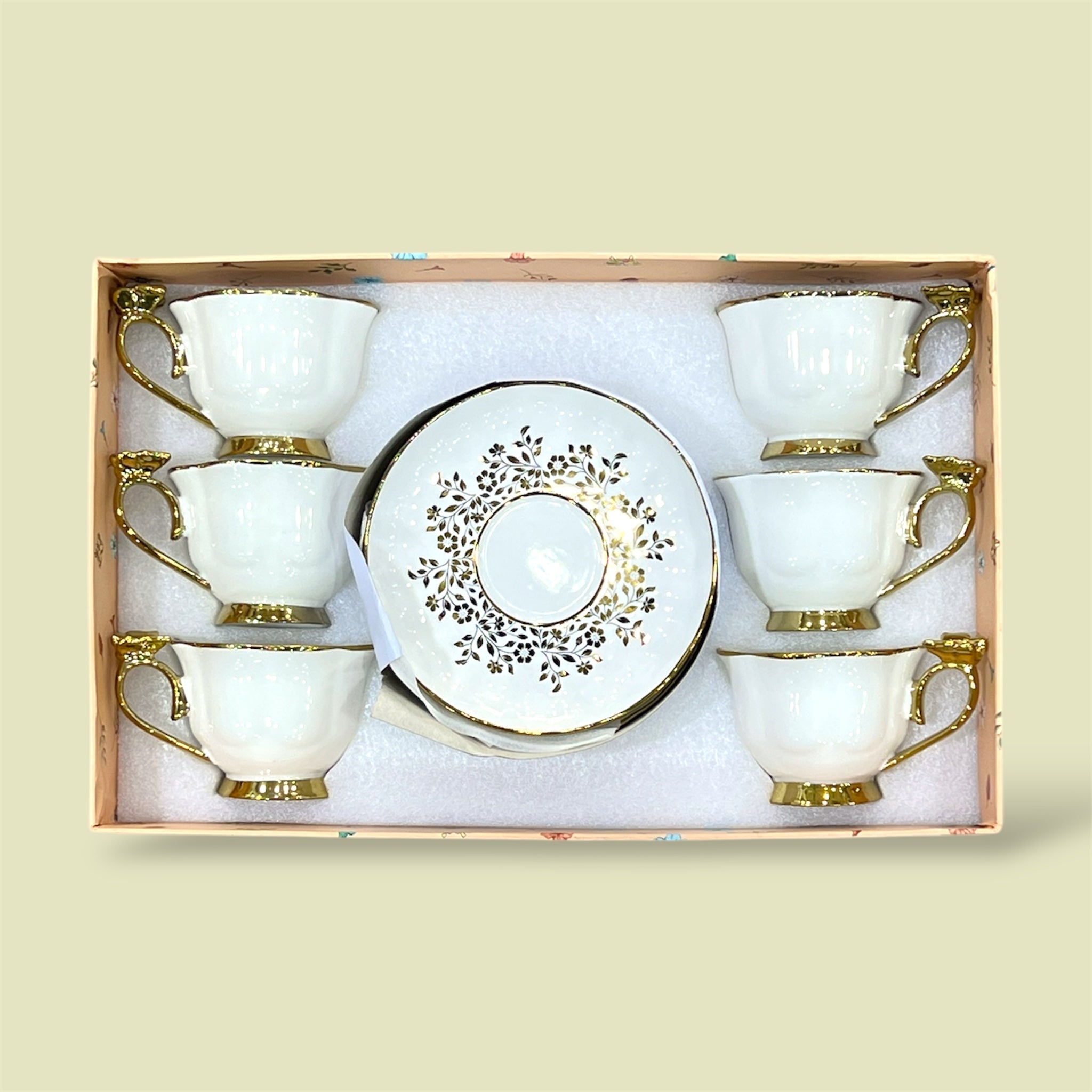 Royal 6-Piece Cup & Saucer Set With Gift Box