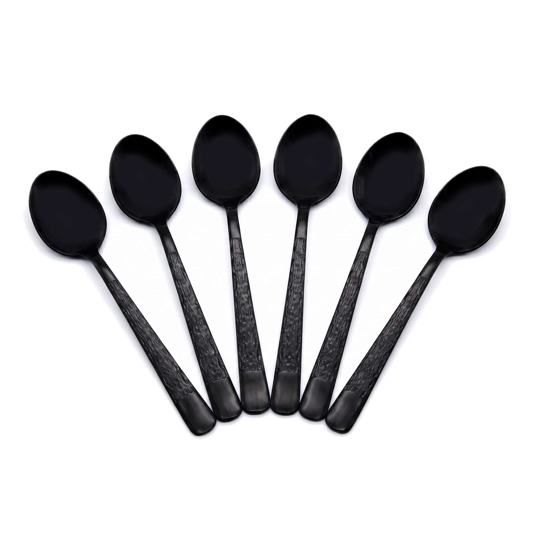 Black Tree 6-Piece Stainless Steel Black Dessert Spoon Set Kaka Bawa Sons