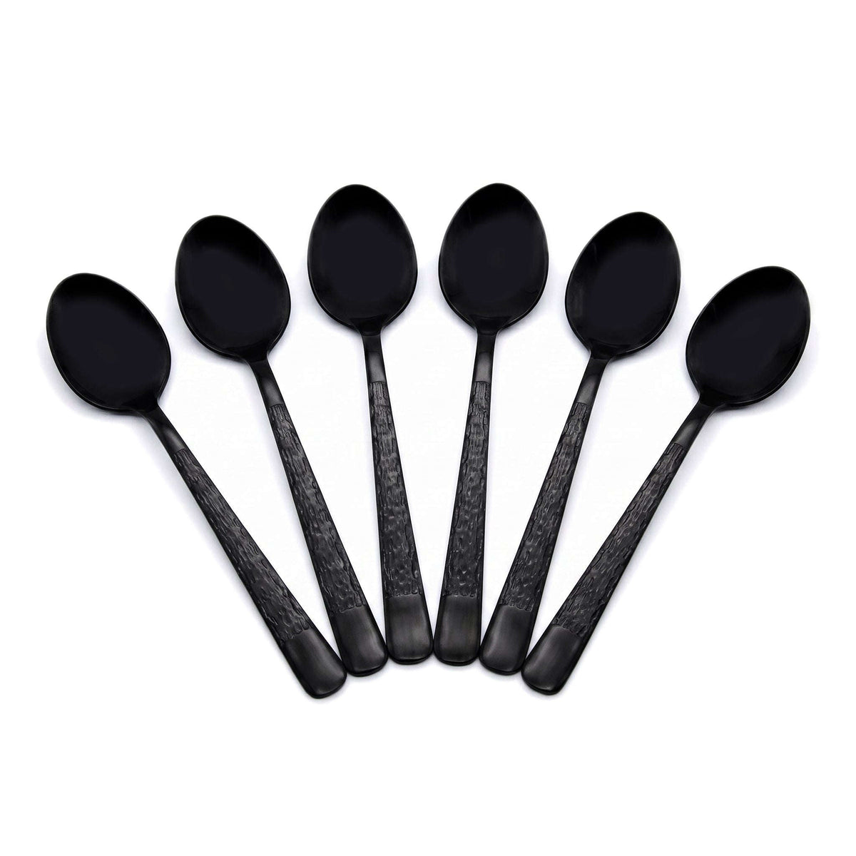 Black Tree 6-Piece Stainless Steel Black Dessert Spoon Set Kaka Bawa Sons