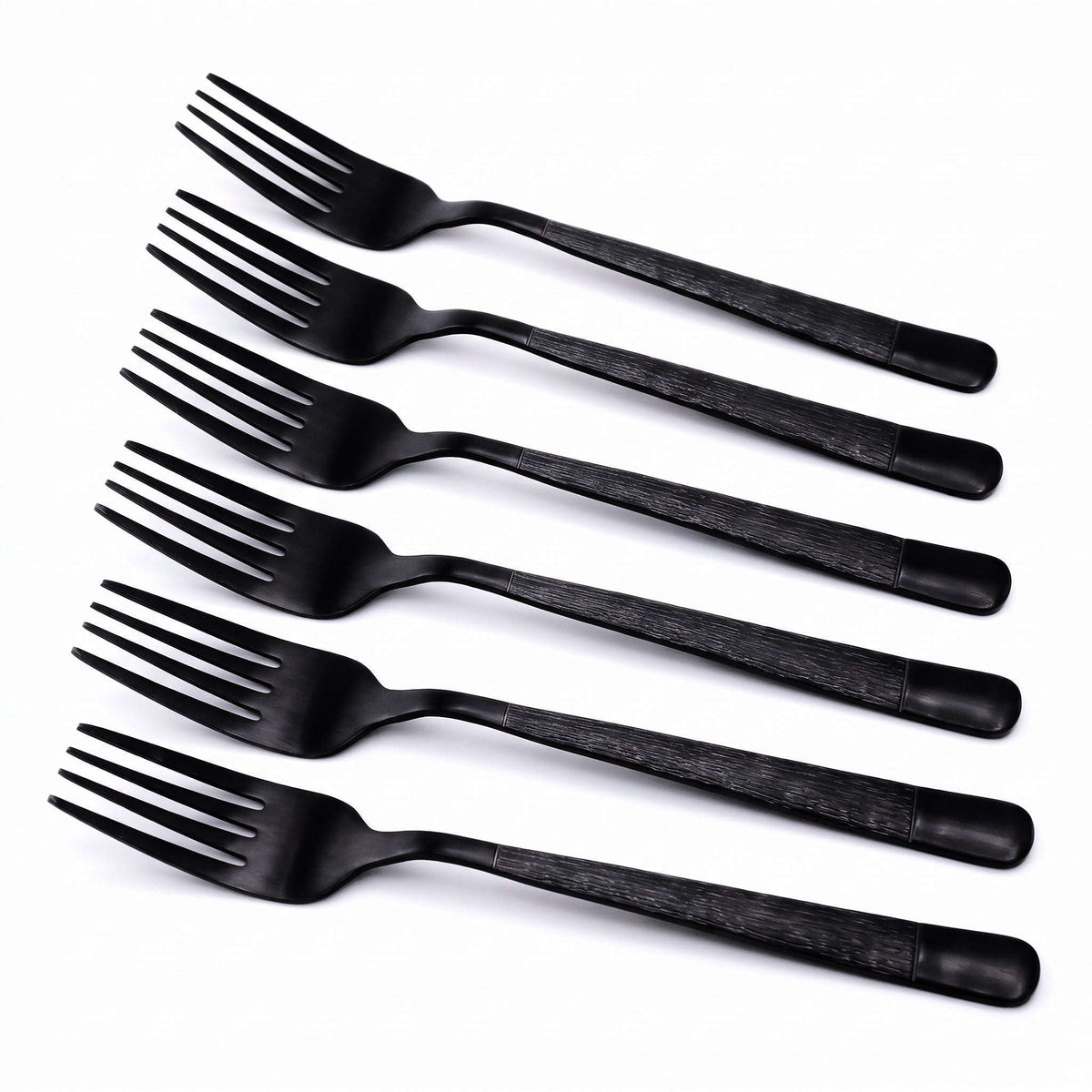 Black Tree 6-Piece Stainless Steel Black Table Fork Set Kaka Bawa Sons