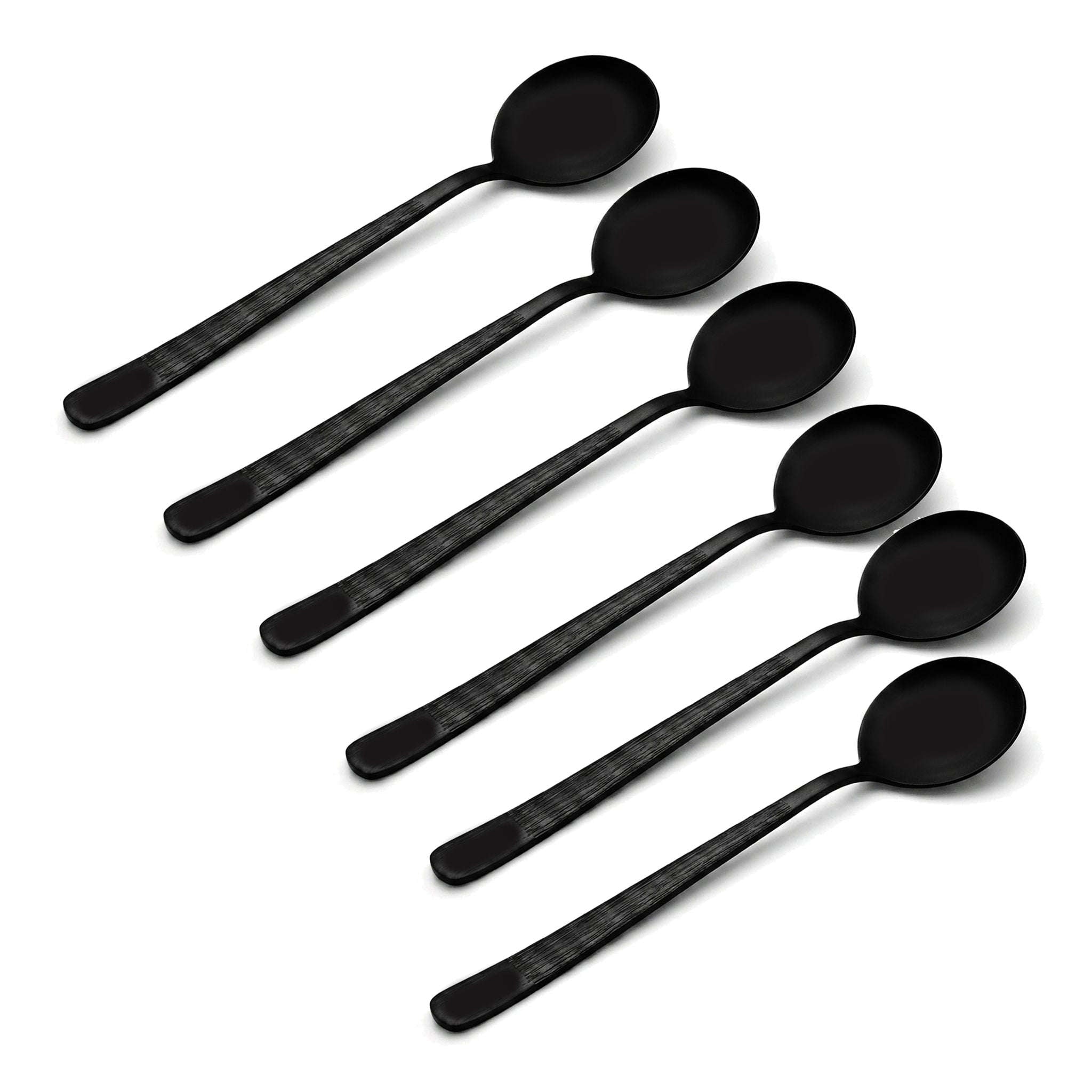 Black Tree 6-Piece Stainless Steel Black Dessert Soup Spoon Set Kaka Bawa Sons