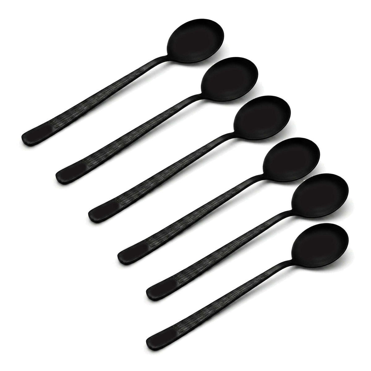 Black Tree 6-Piece Stainless Steel Black Dessert Soup Spoon Set Kaka Bawa Sons