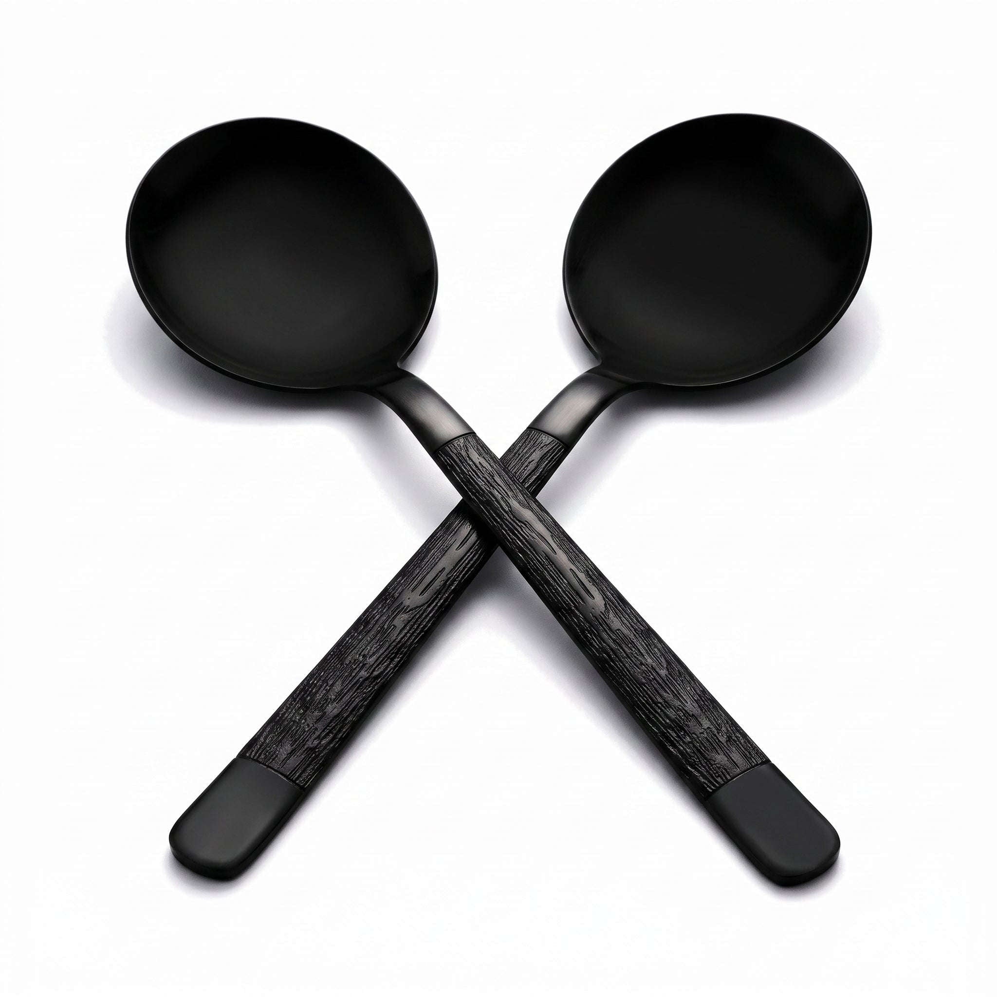 Black Tree 2-Piece Stainless Steel Black Serving Soup Spoon Kaka Bawa Sons
