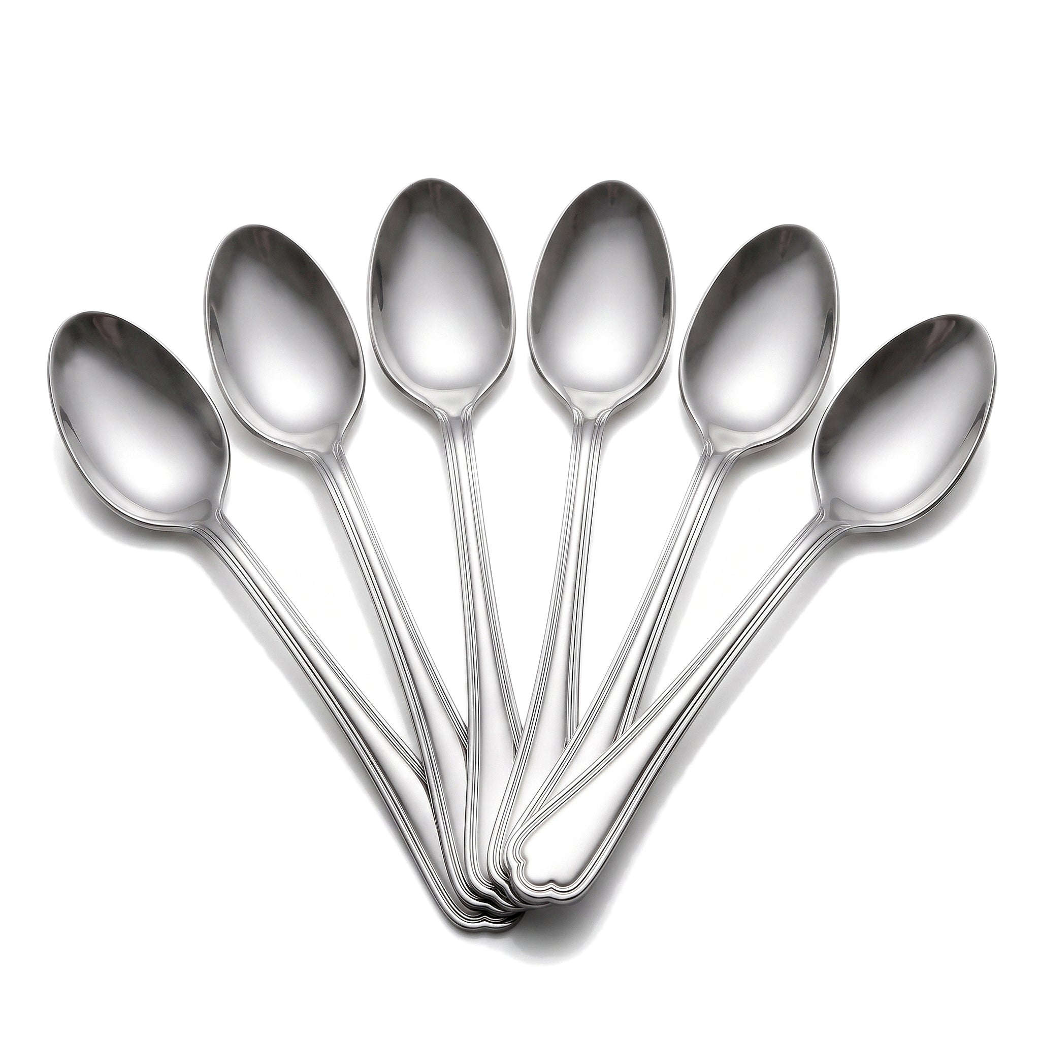 N.F Moon 6-Piece Stainless Steel Silver Long Tea Spoon Set Kaka Bawa Sons
