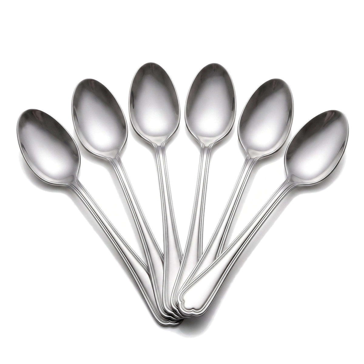 N.F Moon 6-Piece Stainless Steel Silver Long Tea Spoon Set Kaka Bawa Sons