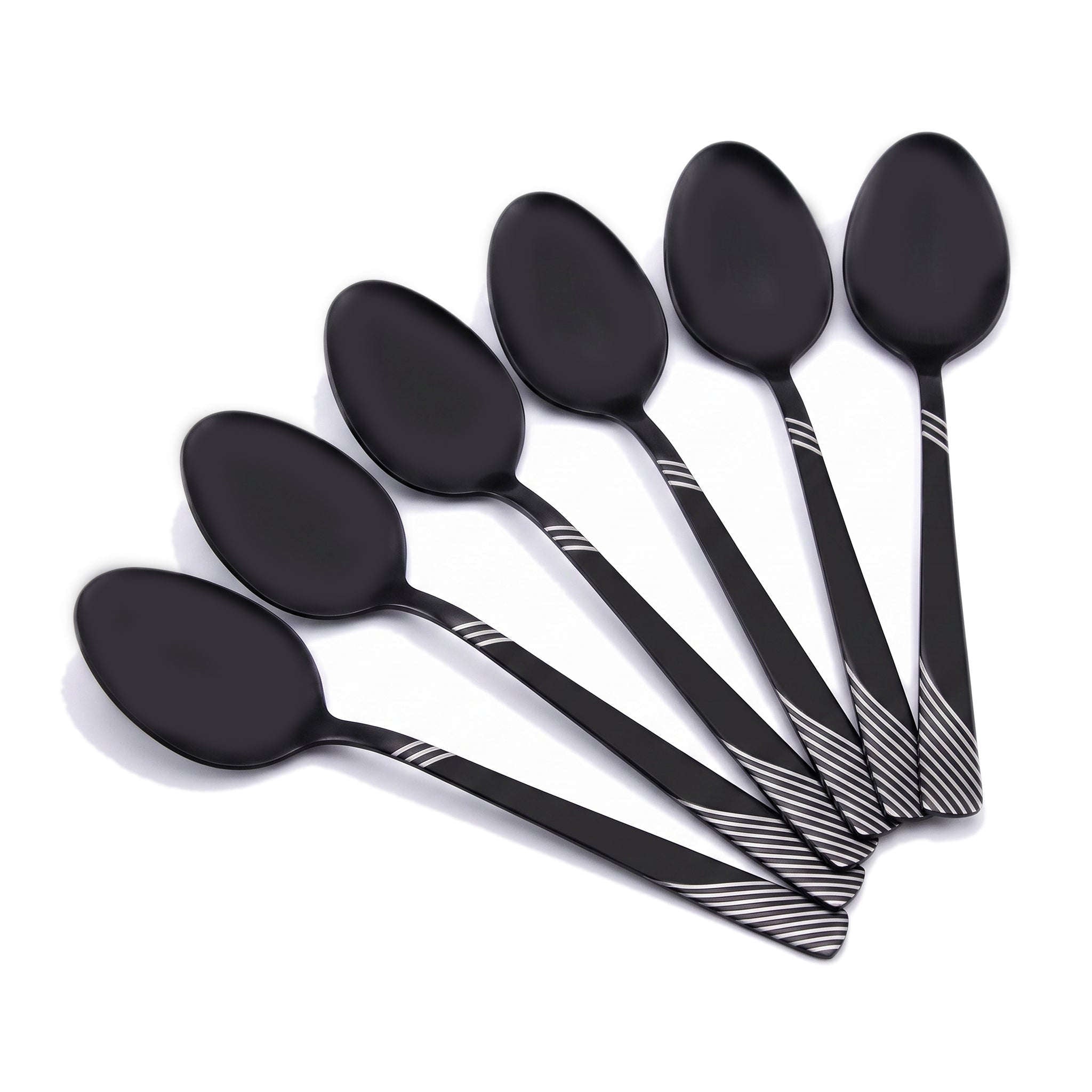 Blaze TPO 6-Piece Stainless Steel Black Table Spoon Set Kaka Bawa Sons
