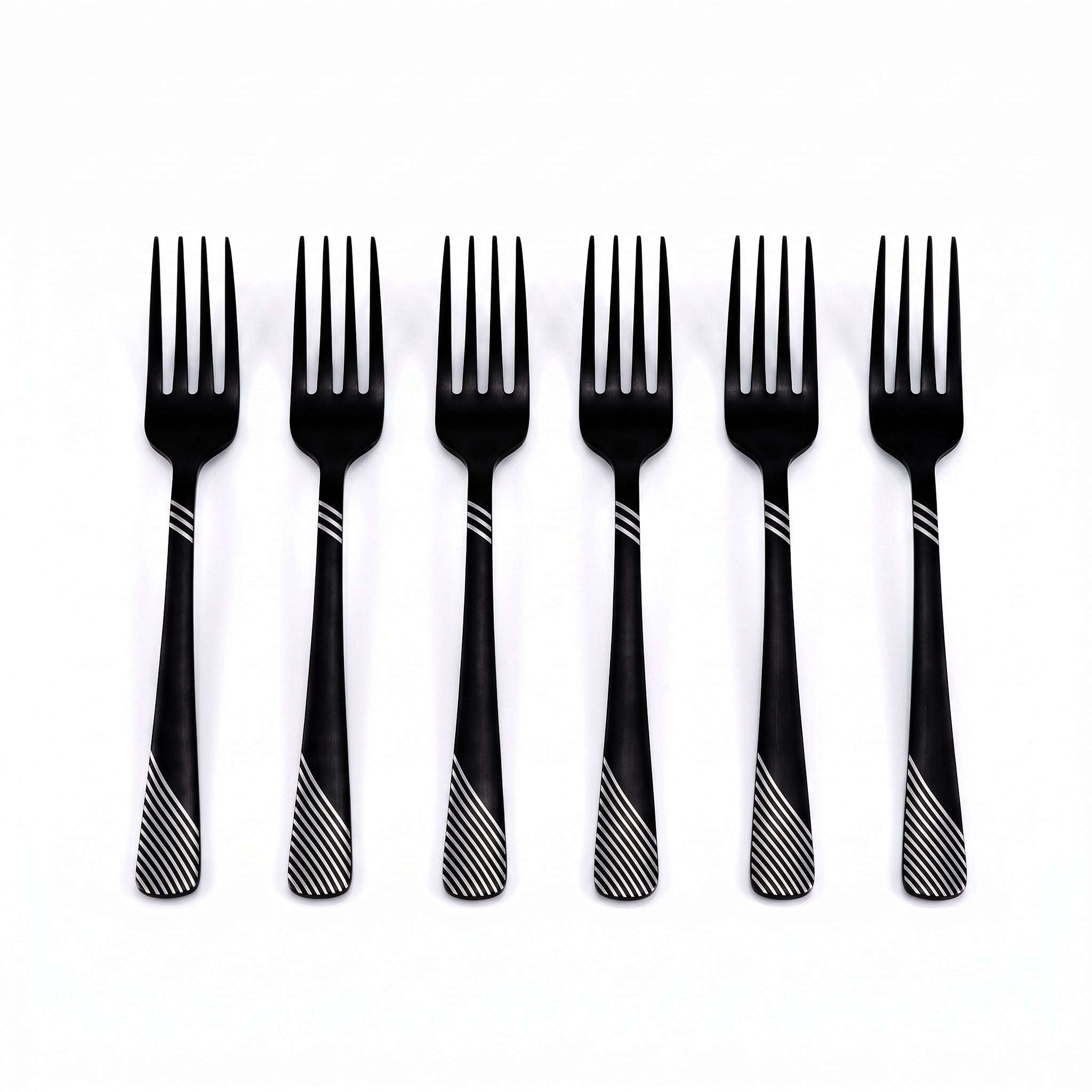 Blaze TPO 6-Piece Stainless Steel Black Dessert Fork Set Kaka Bawa Sons
