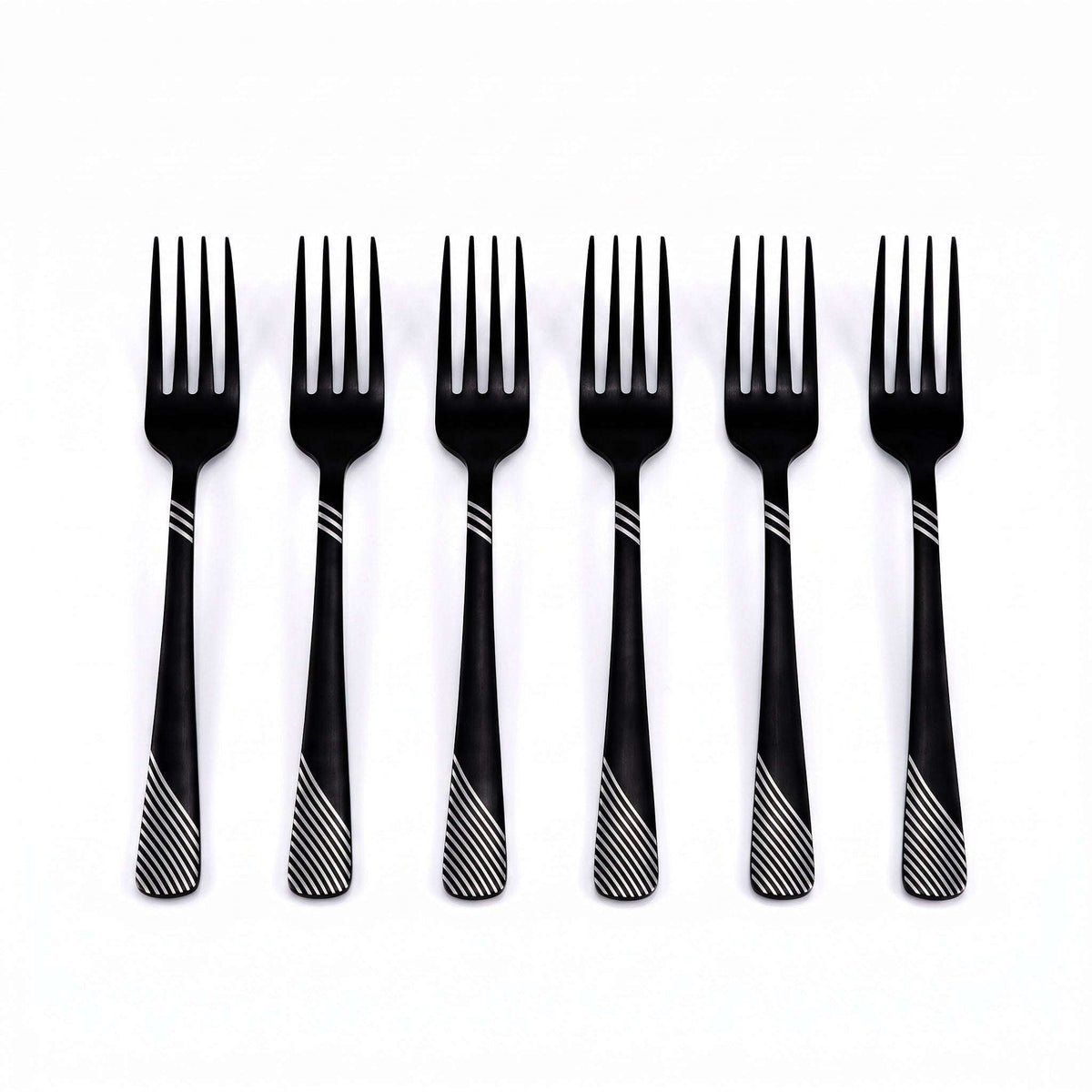 Blaze TPO 6-Piece Stainless Steel Black Dessert Fork Set Kaka Bawa Sons