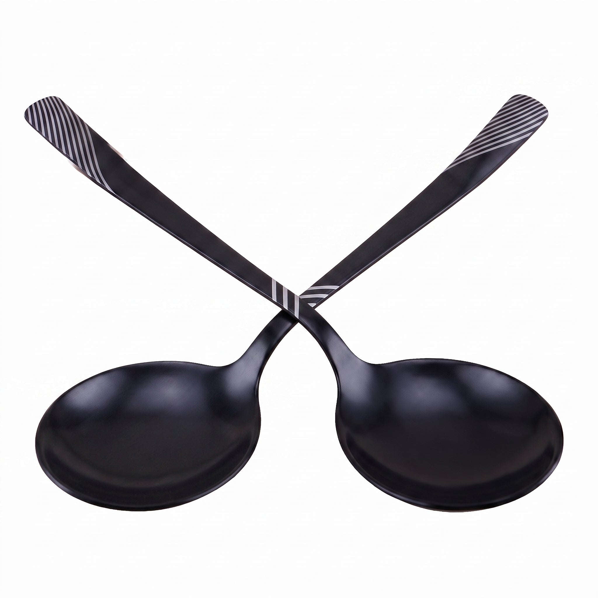 Blaze TPO 2-Piece Stainless Steel Black Serving Soup Spoon Set Kaka Bawa Sons
