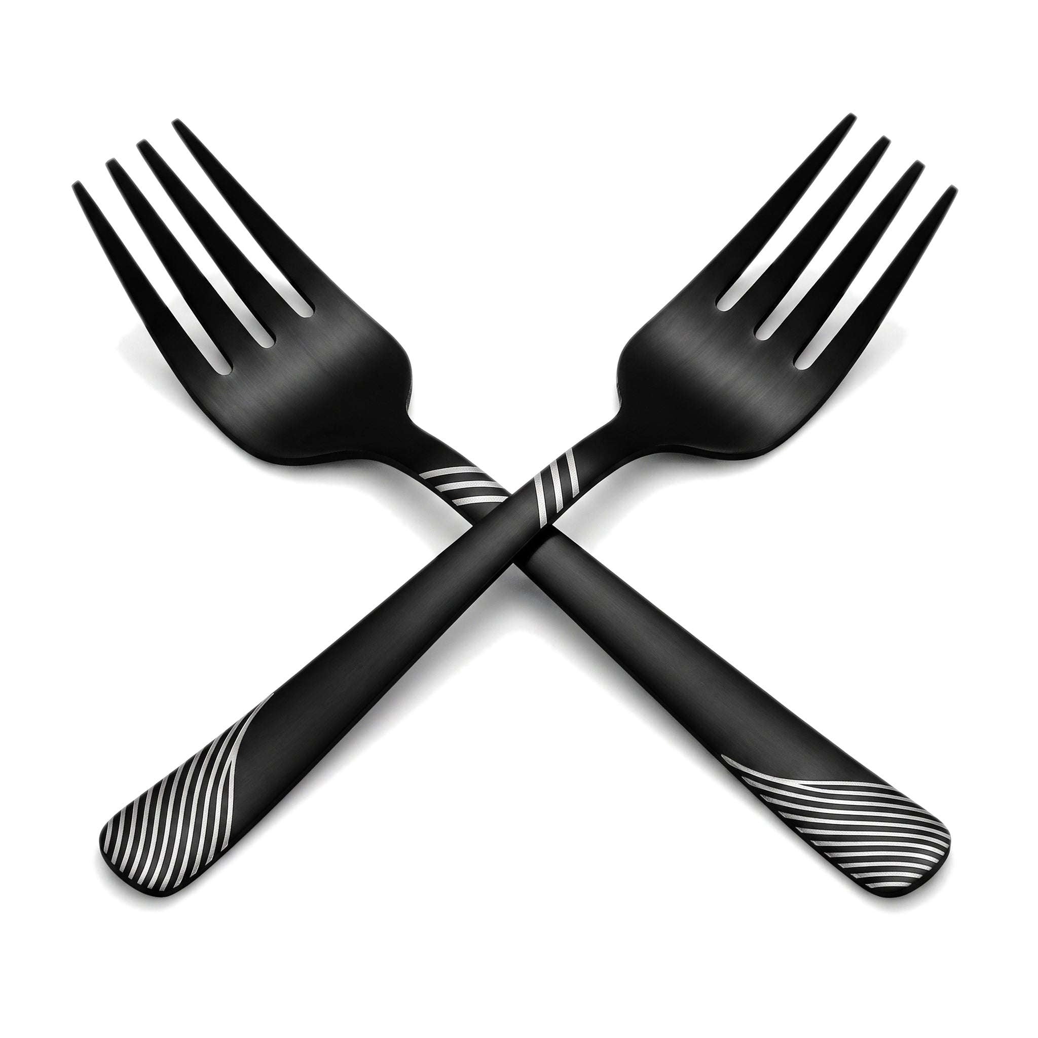 Blaze TPO 2-Piece Stainless Steel Black Serving Fork Set Kaka Bawa Sons