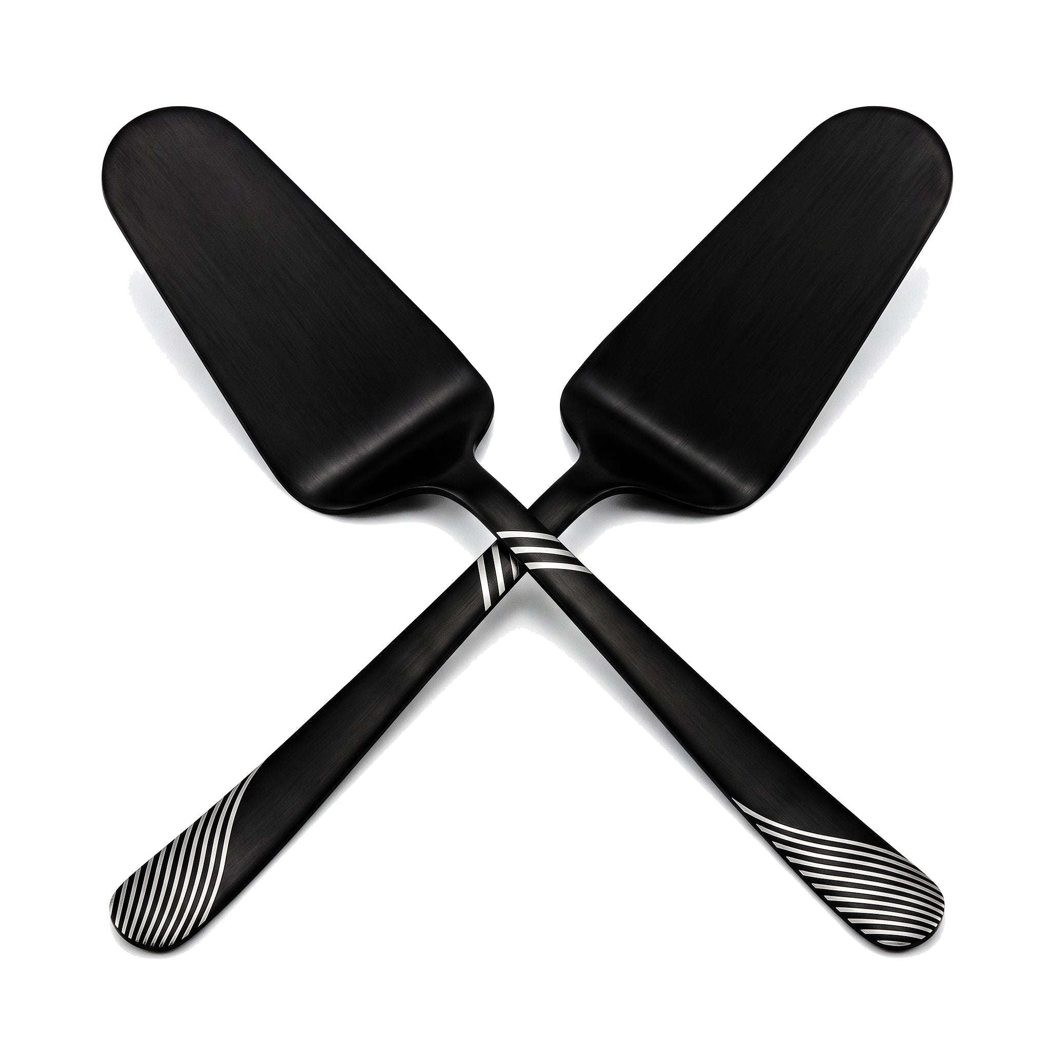 Blaze TPO 2-Piece Stainless Steel Black Cake Lifter Set Kaka Bawa Sons