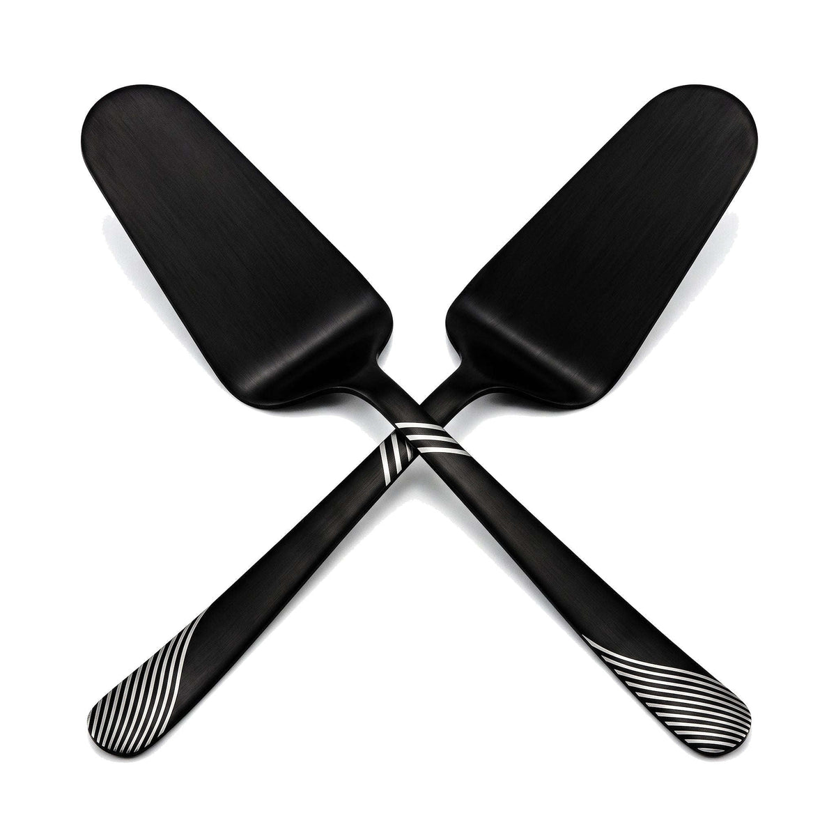 Blaze TPO 2-Piece Stainless Steel Black Cake Lifter Set Kaka Bawa Sons