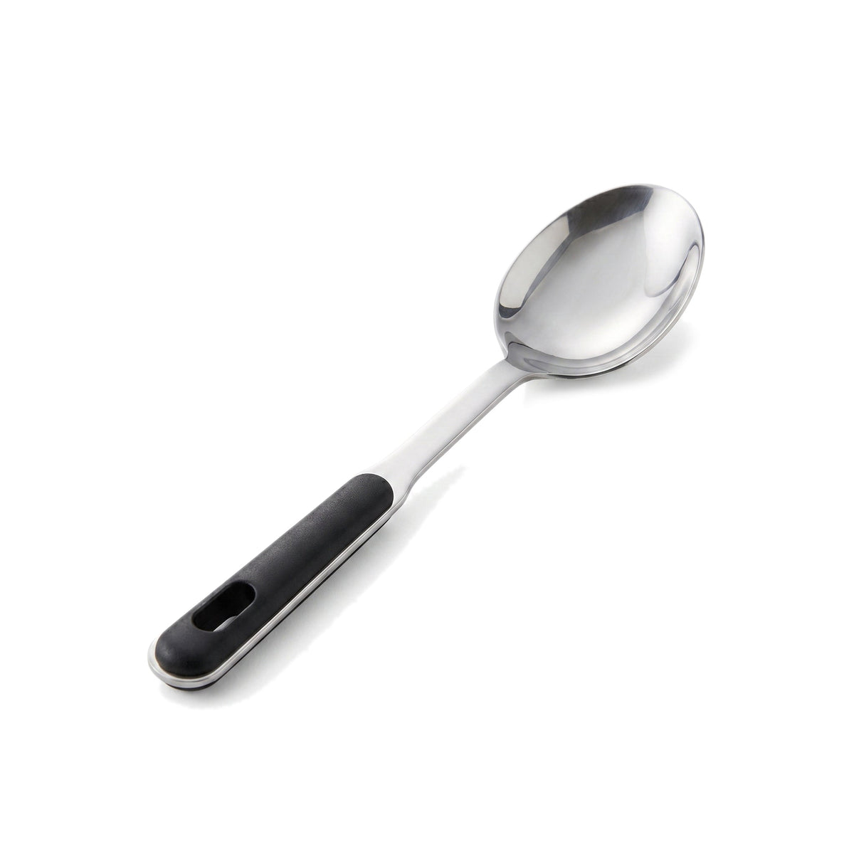N.F Stainless Steel Silver Serving Rice Spoons With Black Handle Kaka Bawa Sons