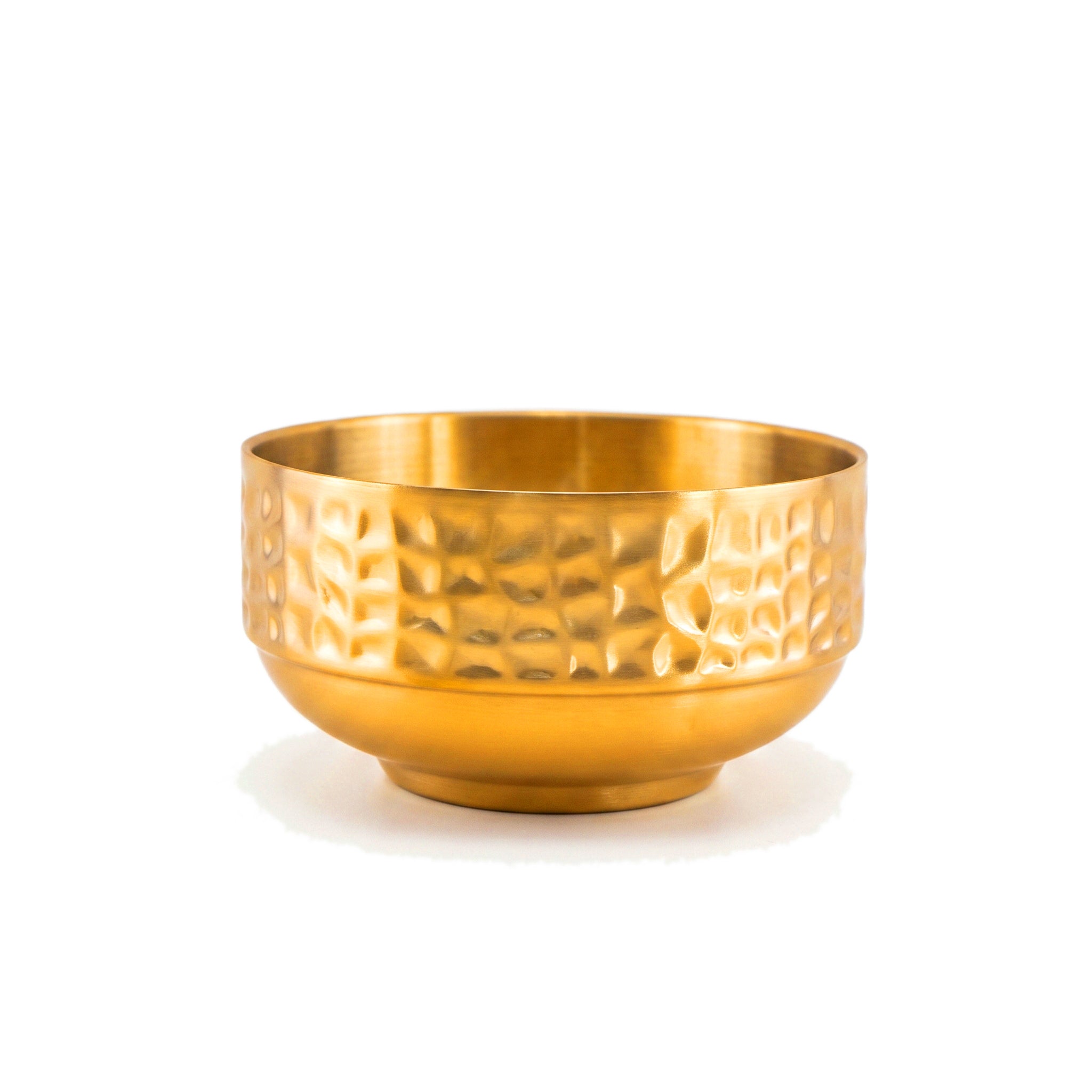 T.D.L 13 cm Stainless Steel With Electric Golden Coating Aurora Hammered Soup Bowl