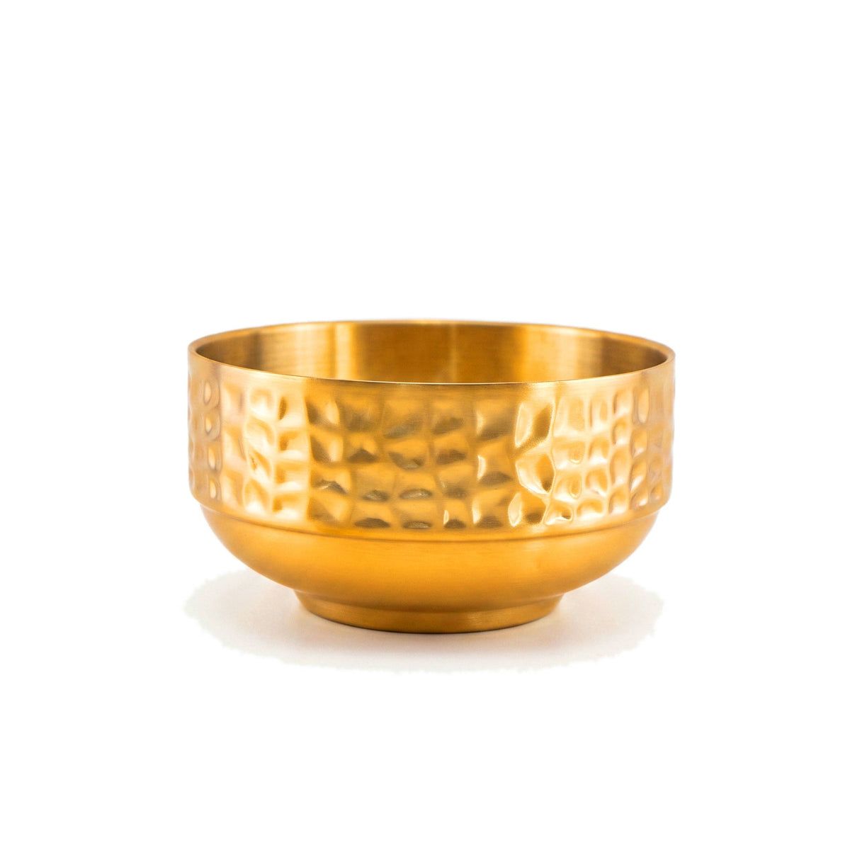 T.D.L 13 cm Stainless Steel With Electric Golden Coating Aurora Hammered Soup Bowl Kaka Bawa Sons