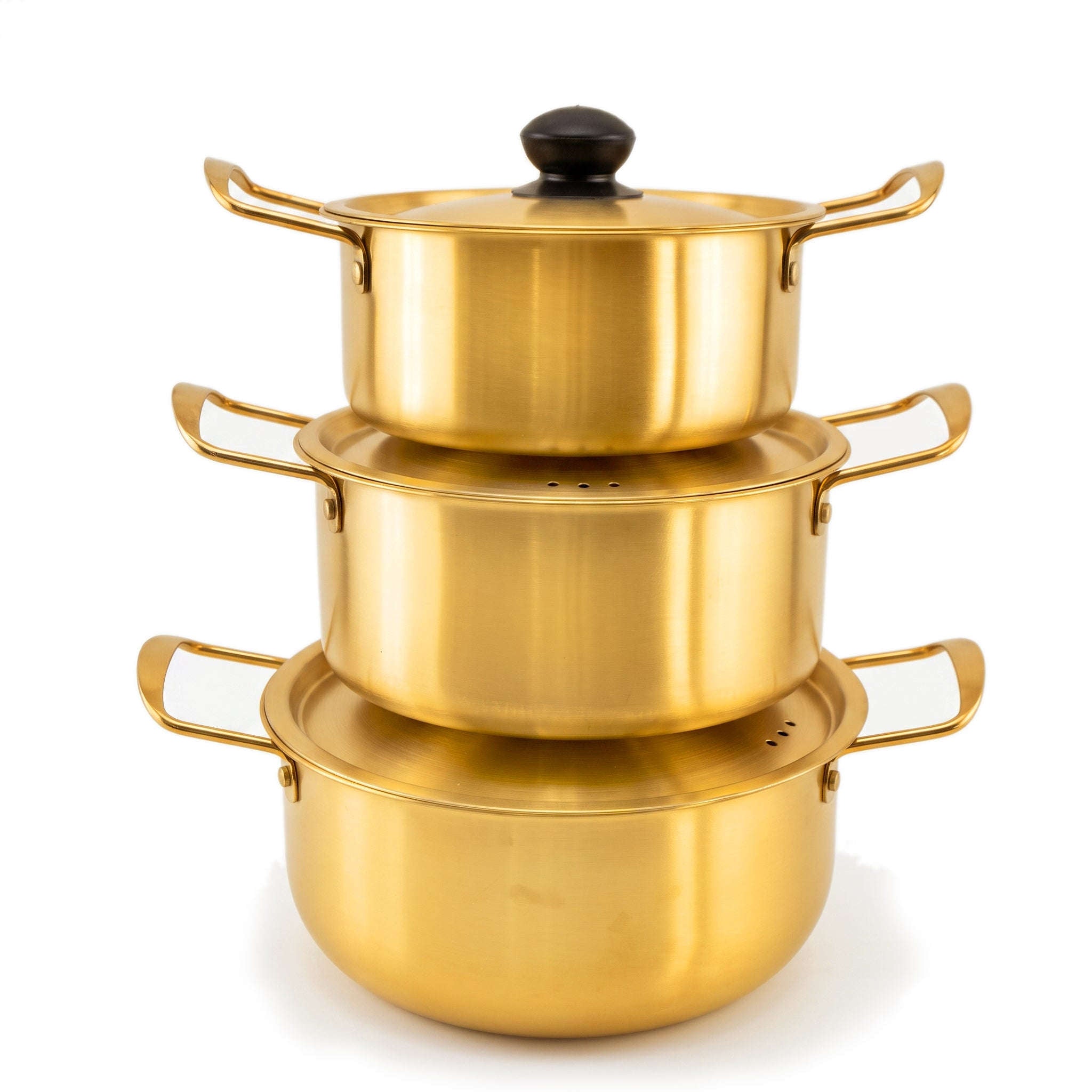 T.D.L Stainless Steel With Electric Golden Coating Noodle Soup Pot Set Kaka Bawa Sons