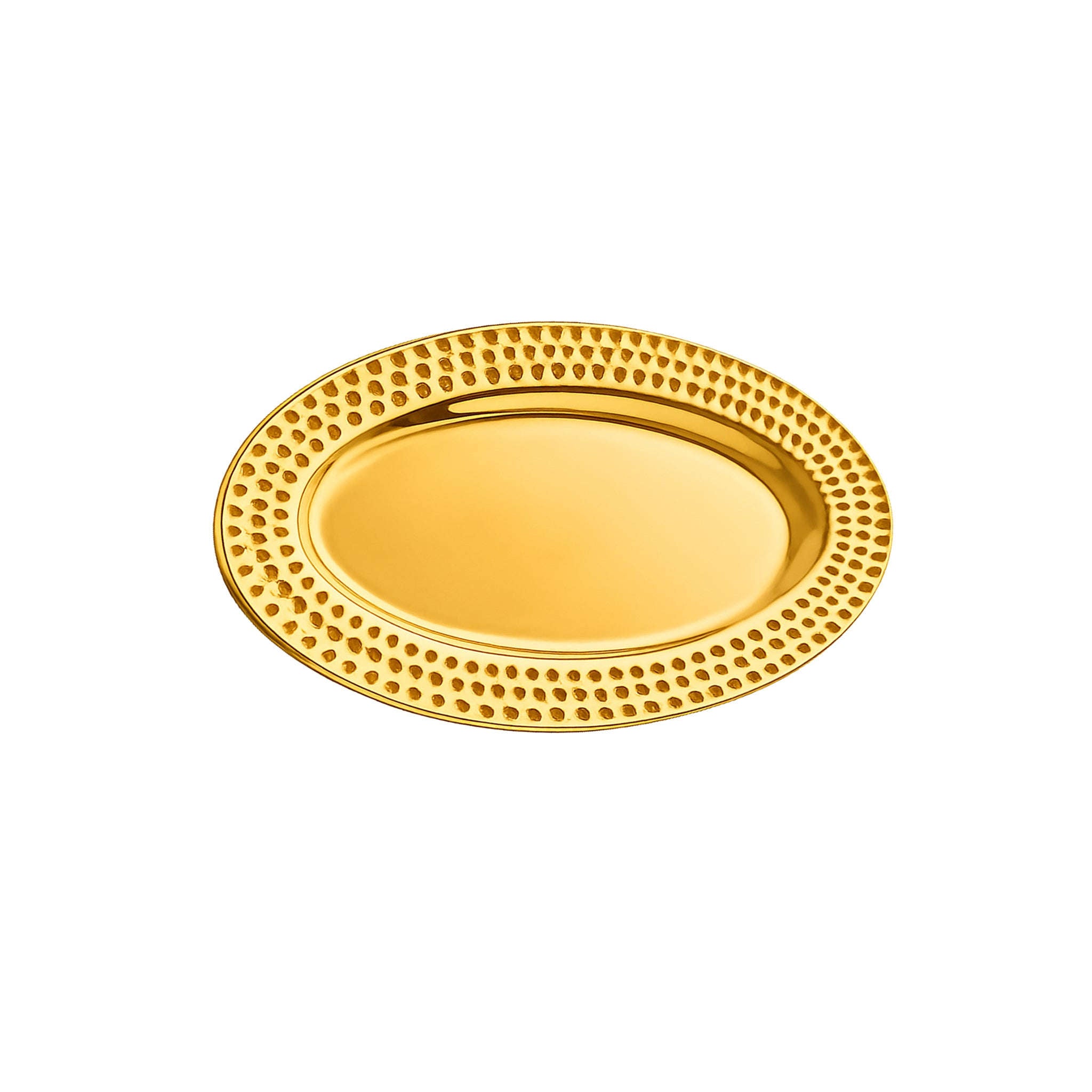 T.D.L Stainless Steel Electric Golden Coating Oval Serving Trays Kaka Bawa Sons