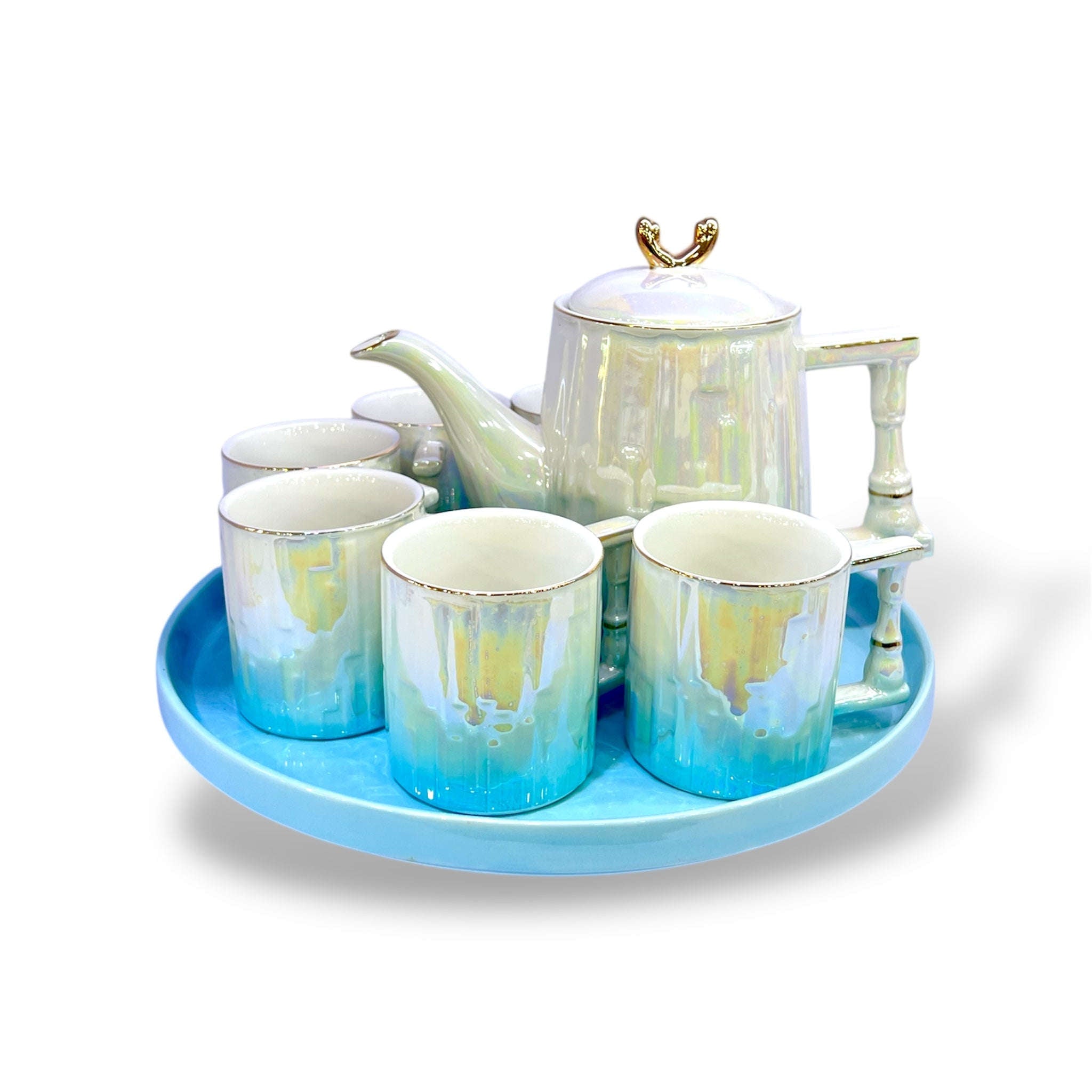 8-Piece Royal Spinning Coffee Set Sky Blue Kaka Bawa Sons
