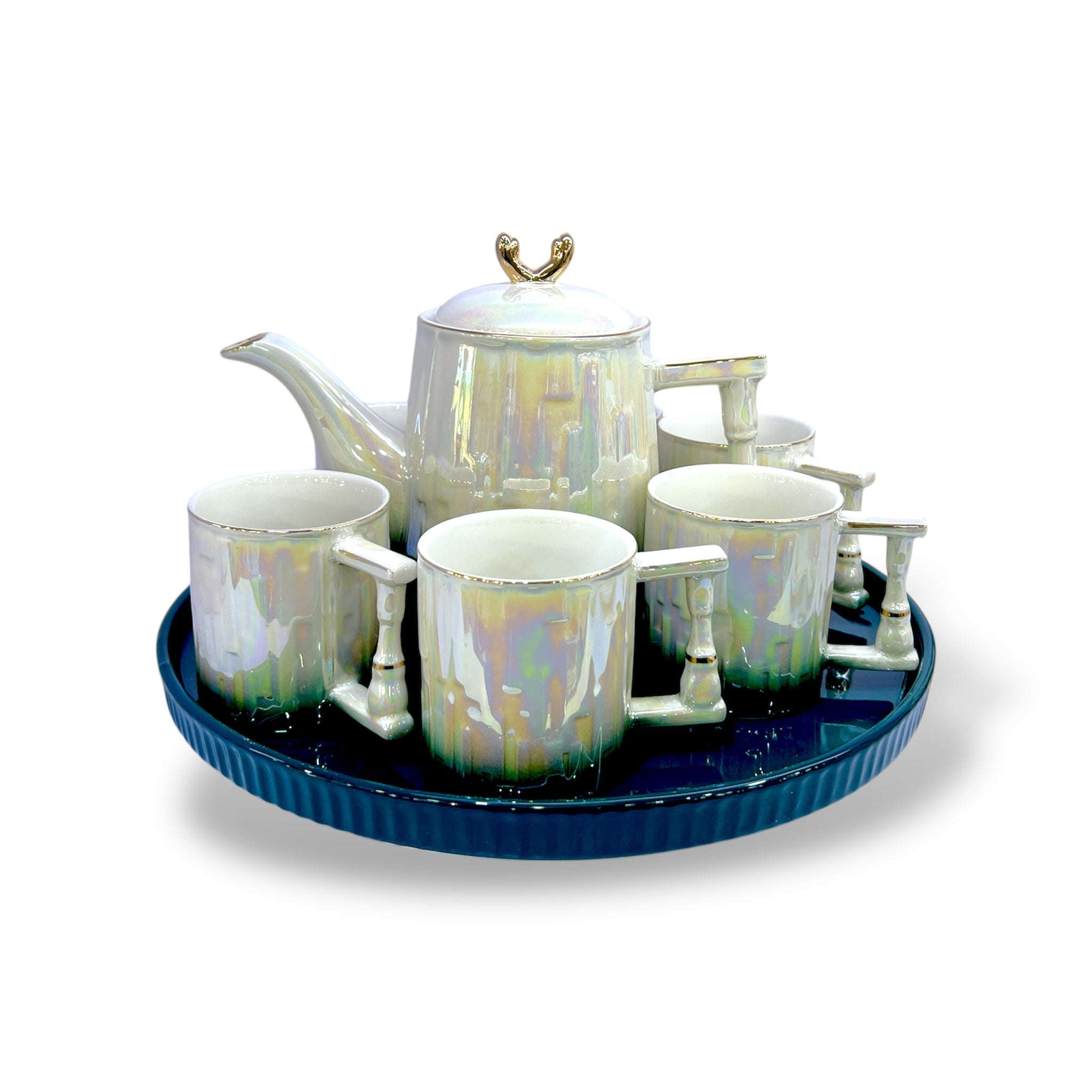 8-Piece Royal Spinning Coffee Set Green Kaka Bawa Sons