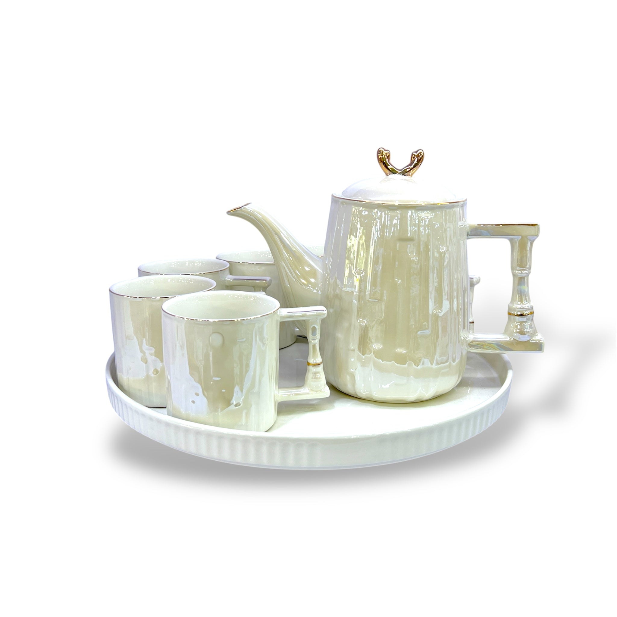 8-Piece Royal Spinning Coffee Set White