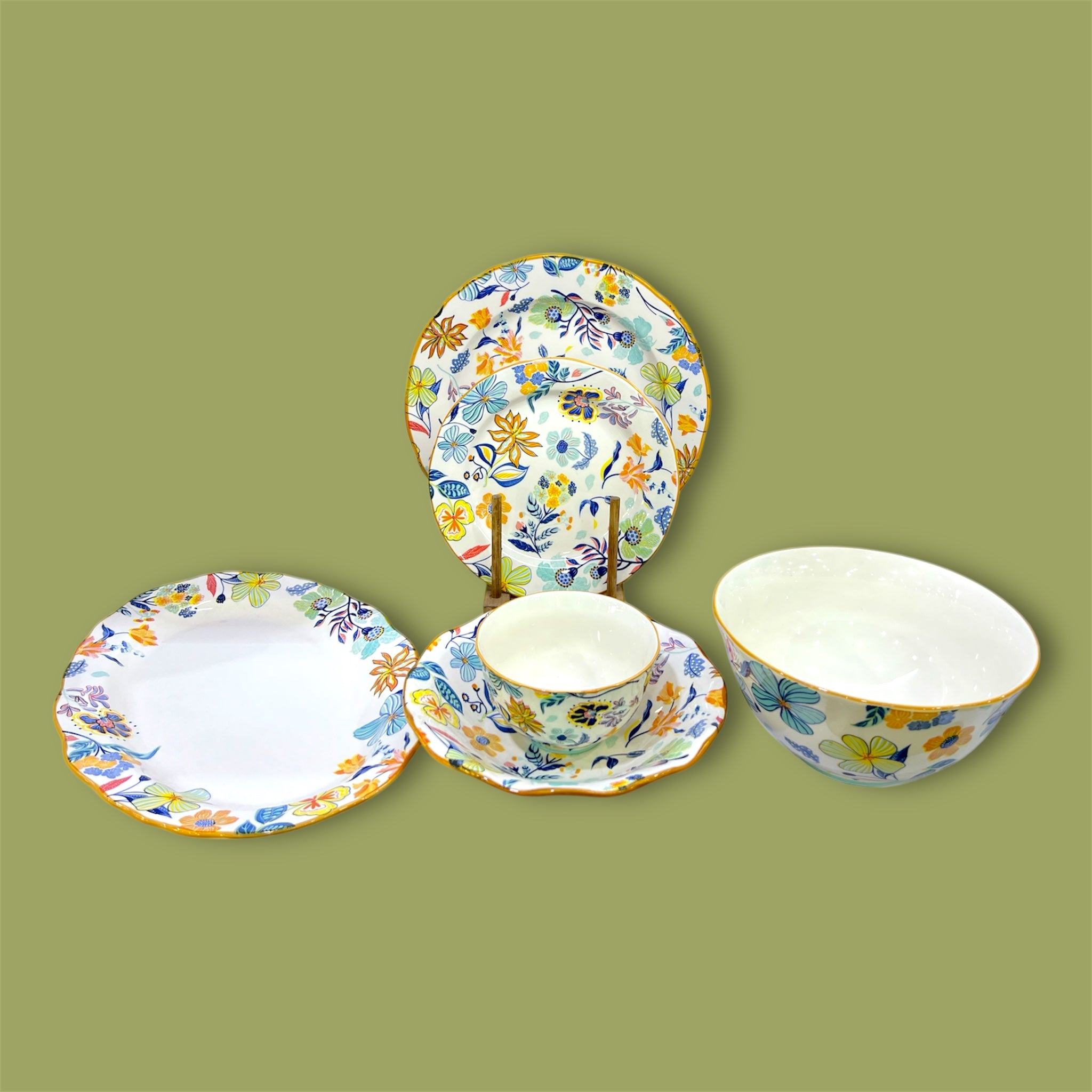 26-Piece Multi Floral Design Dinner Set