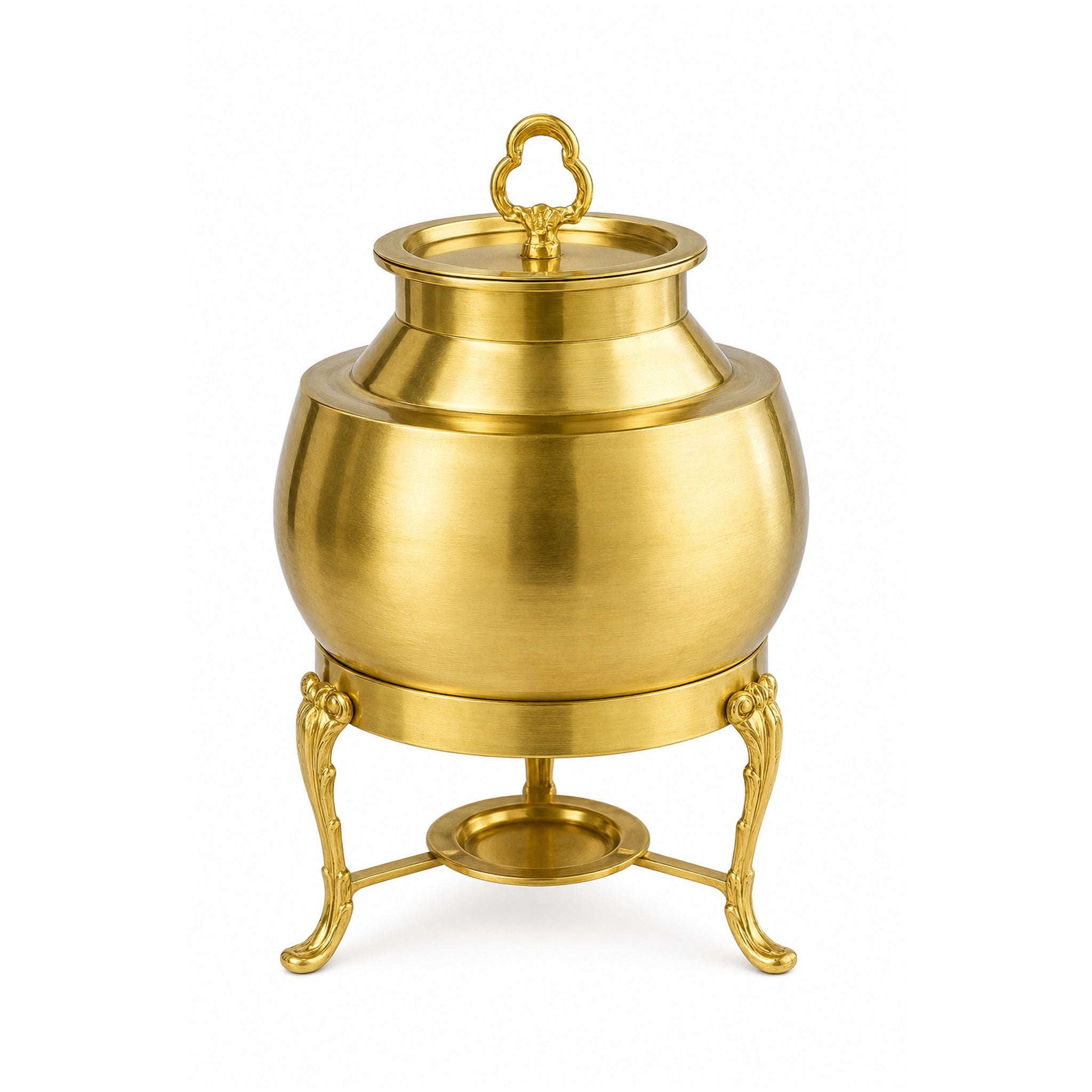 G.N 5-Liters, 3-person Stainless Steel Round Daigs With Golden Stand Kaka Bawa Sons